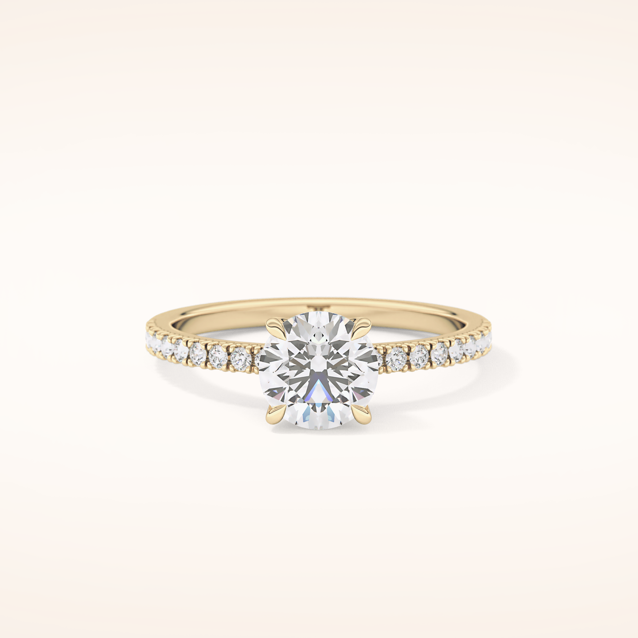1.03 CT Round Shaped Pave Moissanite Engagement Ring