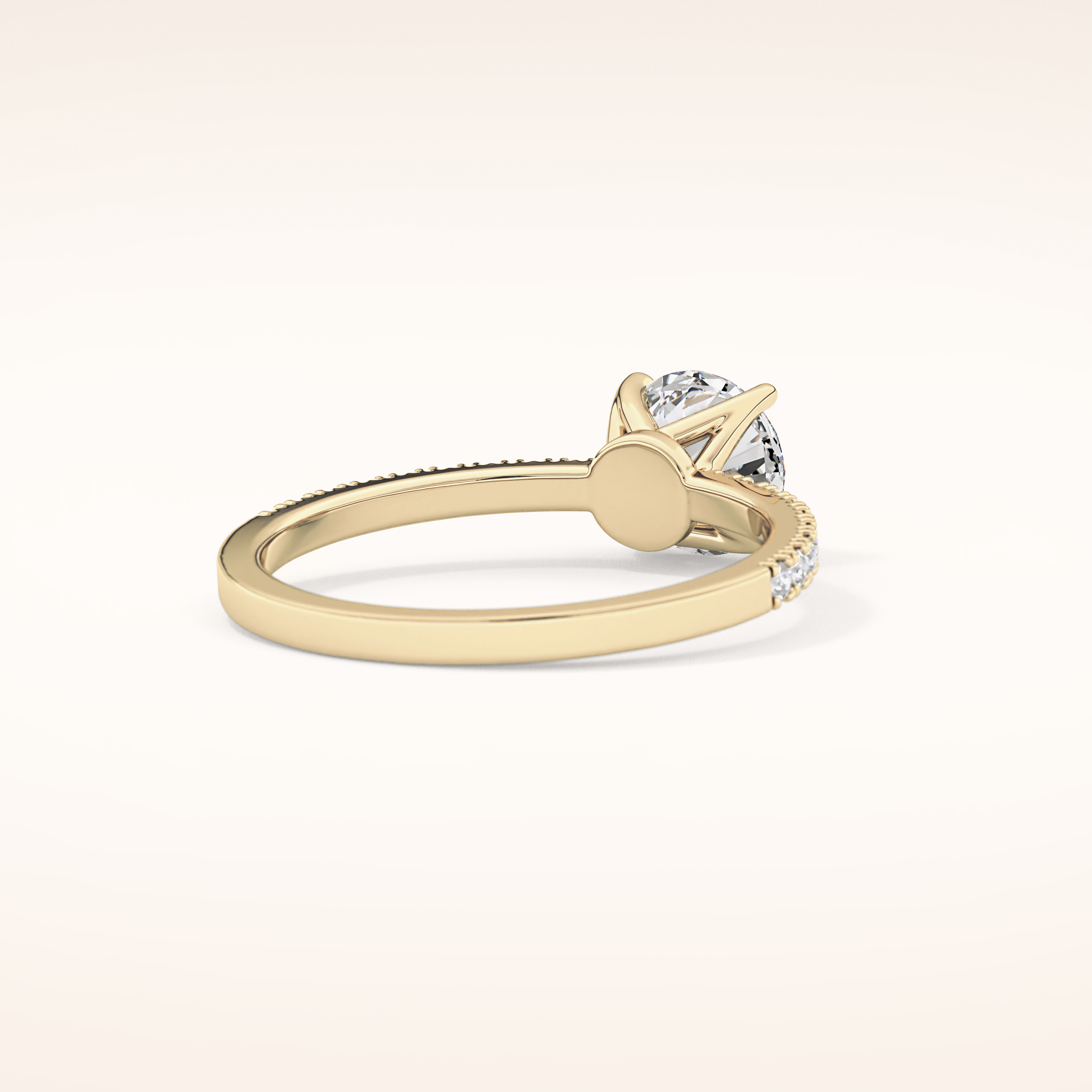 1.03 CT Round Shaped Pave Moissanite Engagement Ring