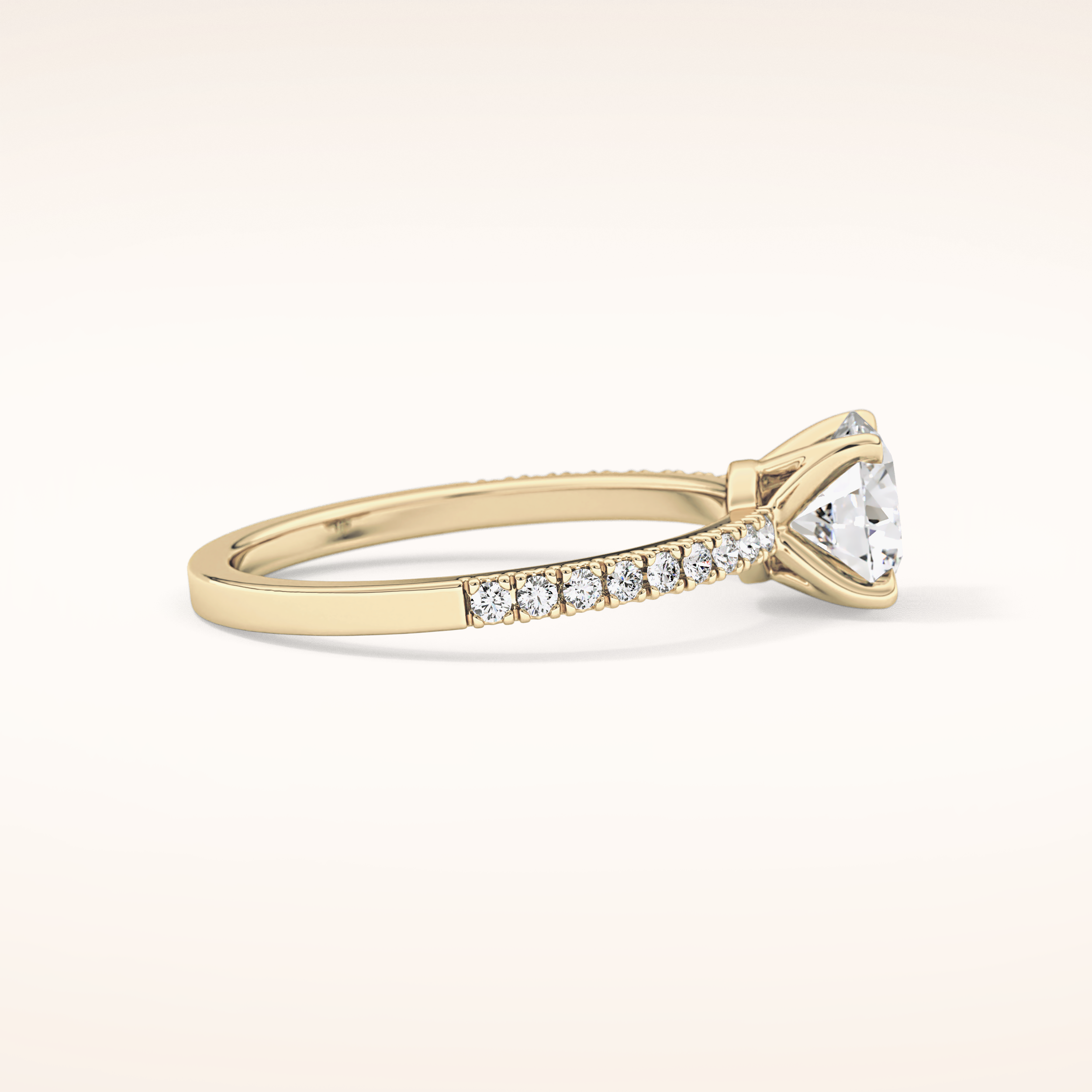 1.03 CT Round Shaped Pave Moissanite Engagement Ring