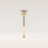 1.03 CT Round Shaped Pave Moissanite Engagement Ring