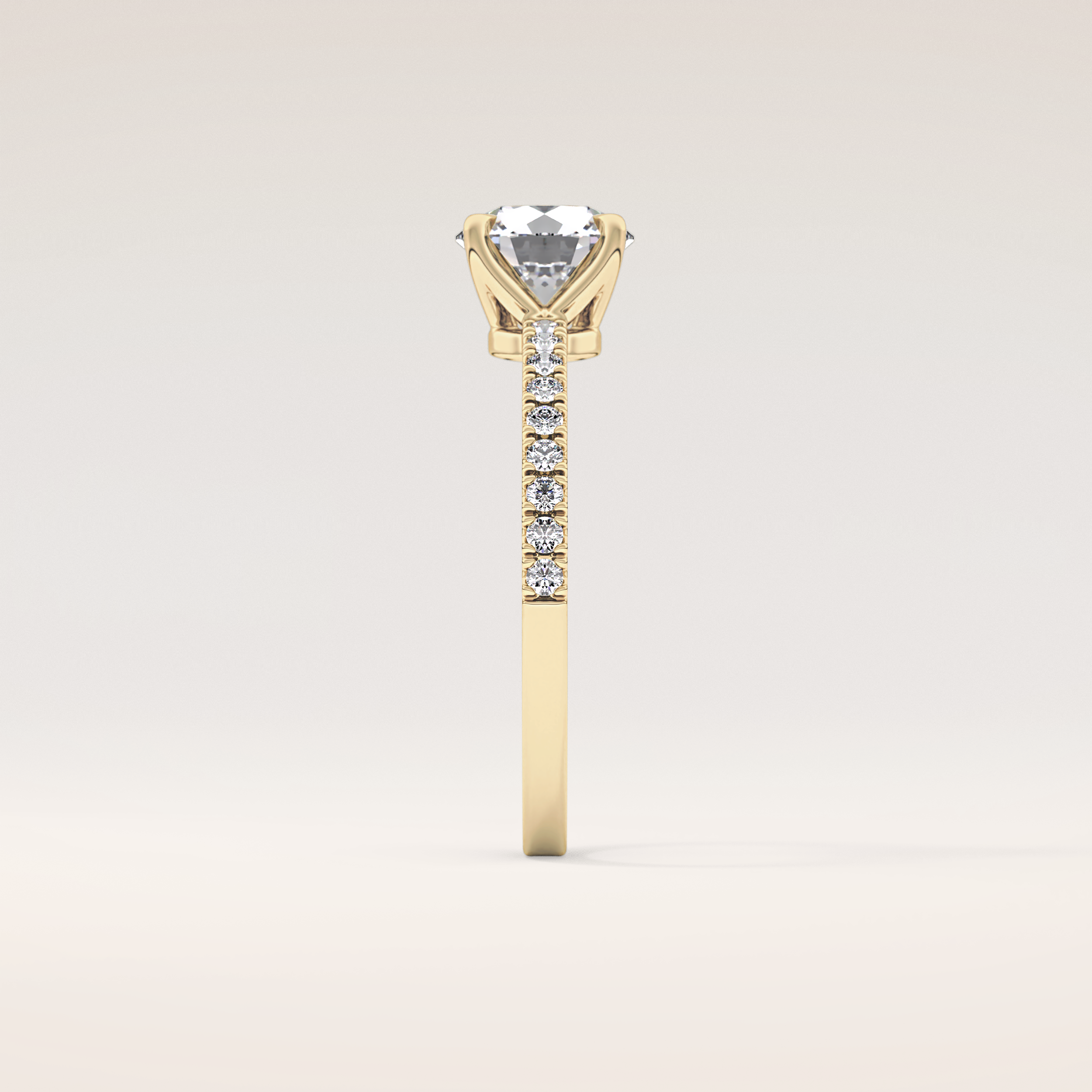 1.03 CT Round Shaped Pave Moissanite Engagement Ring
