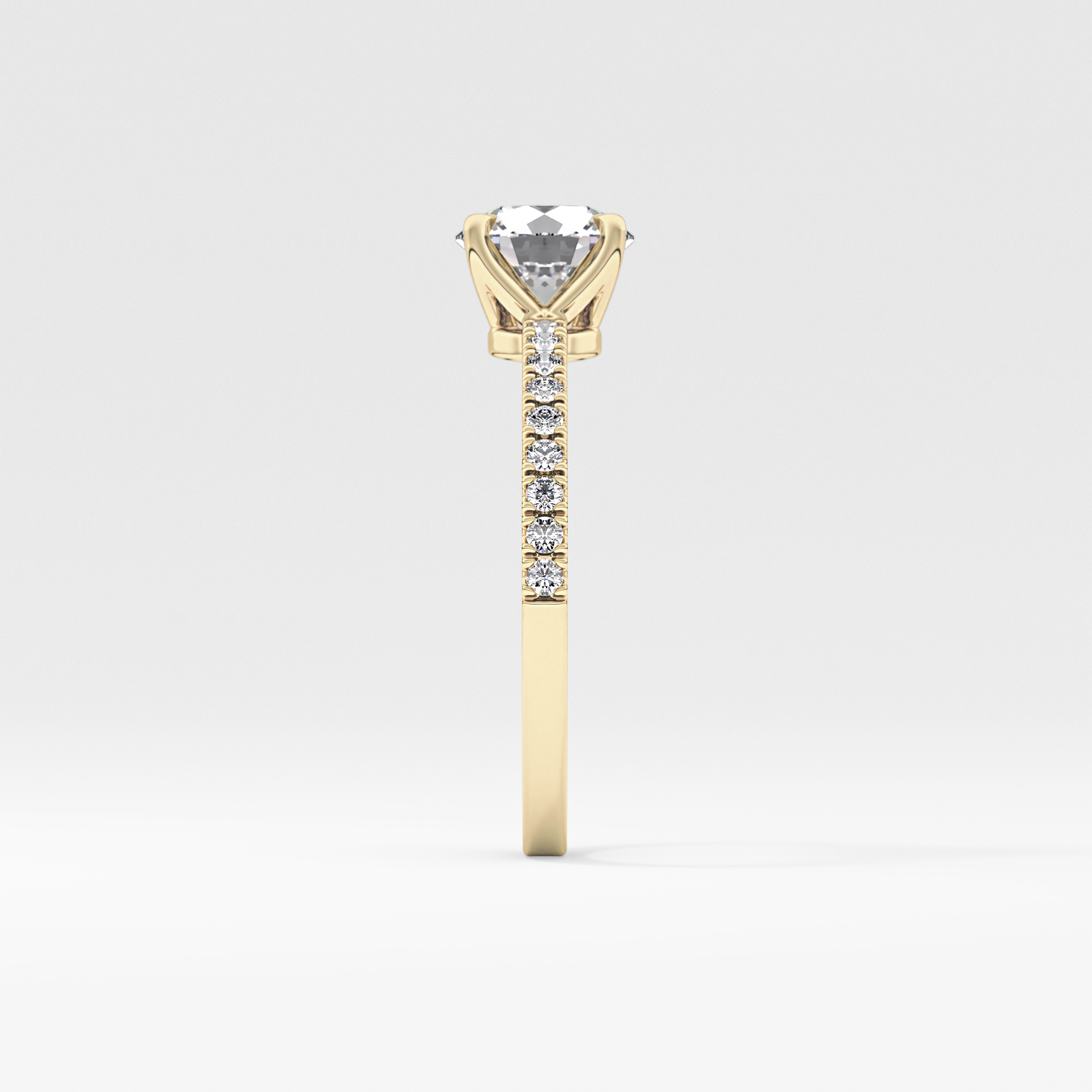 Round Pave Lab Grown Diamond Engagement Ring