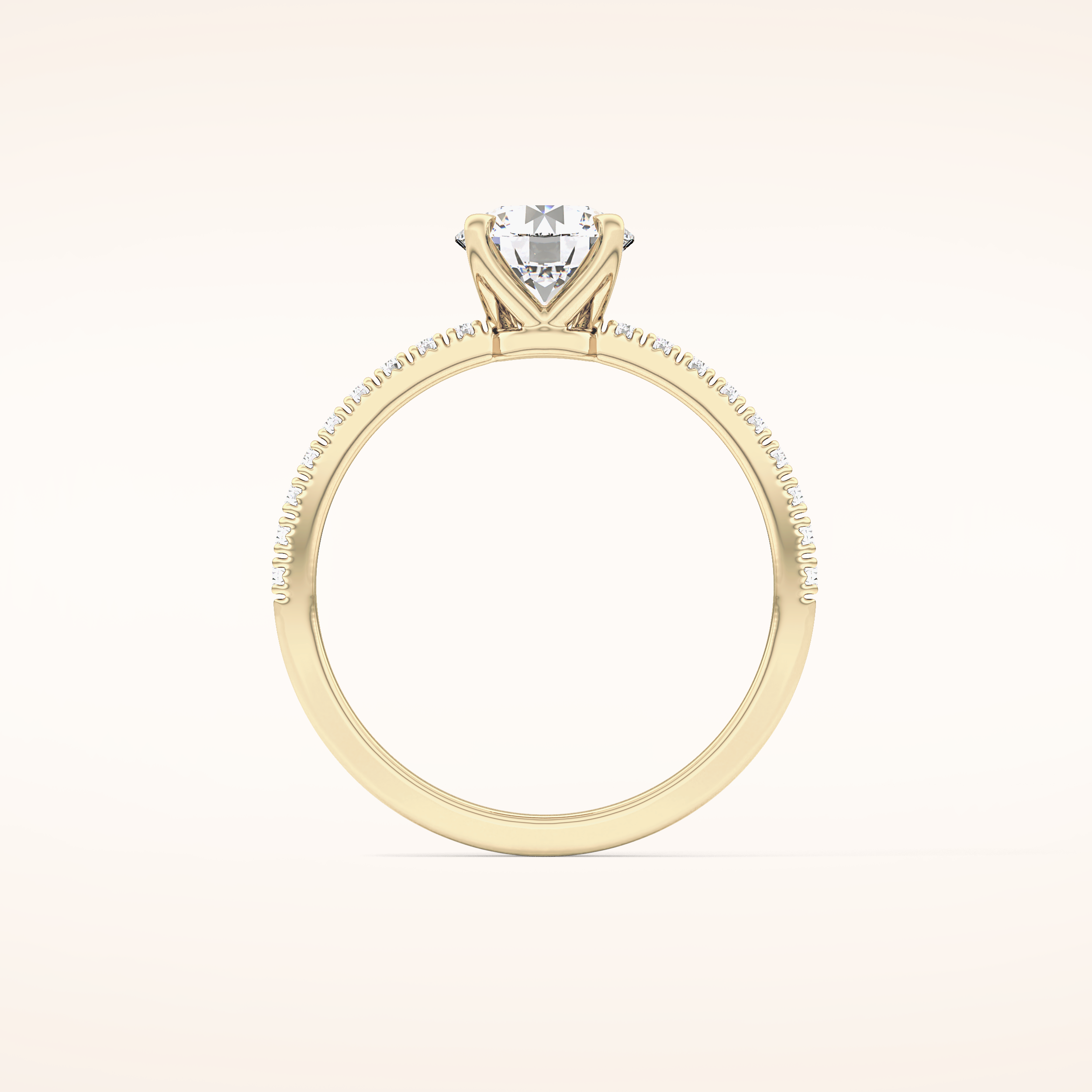 1.03 CT Round Shaped Pave Moissanite Engagement Ring