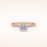 1.03 CT Round Shaped Pave Moissanite Engagement Ring