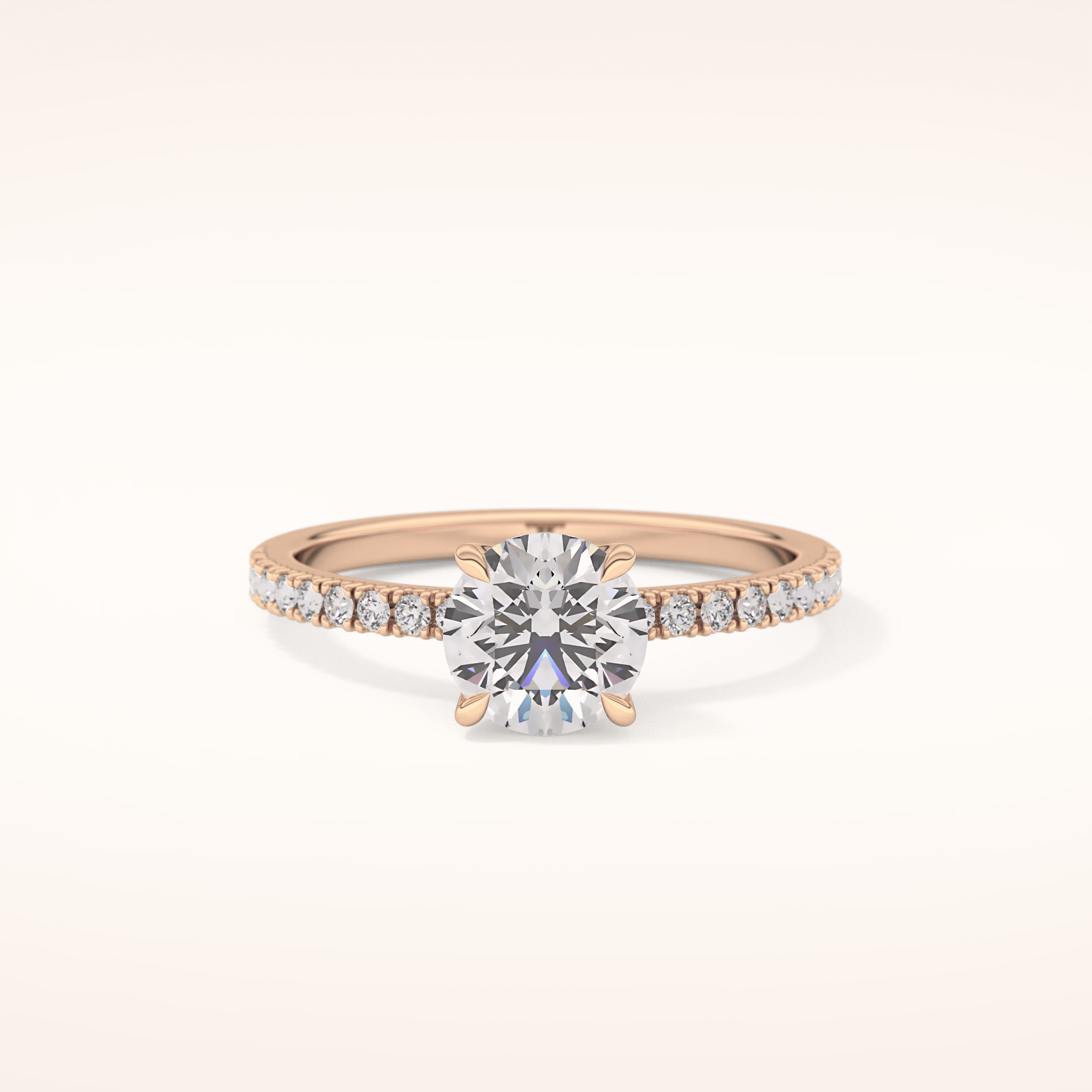 1.03 CT Round Shaped Pave Moissanite Engagement Ring