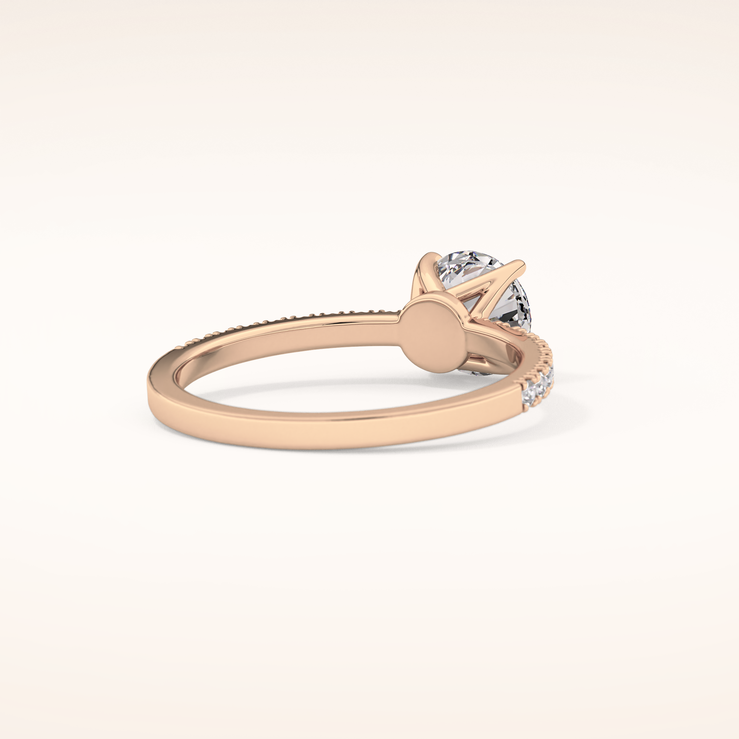 1.03 CT Round Shaped Pave Moissanite Engagement Ring