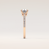 1.03 CT Round Shaped Pave Moissanite Engagement Ring