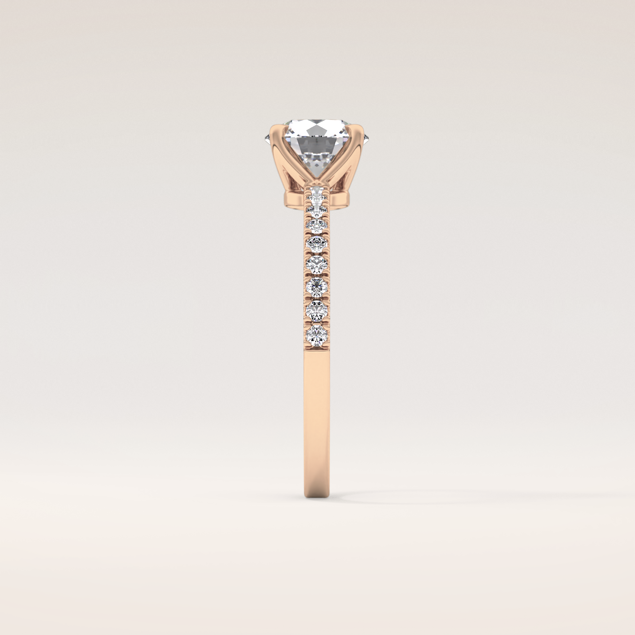 1.03 CT Round Shaped Pave Moissanite Engagement Ring