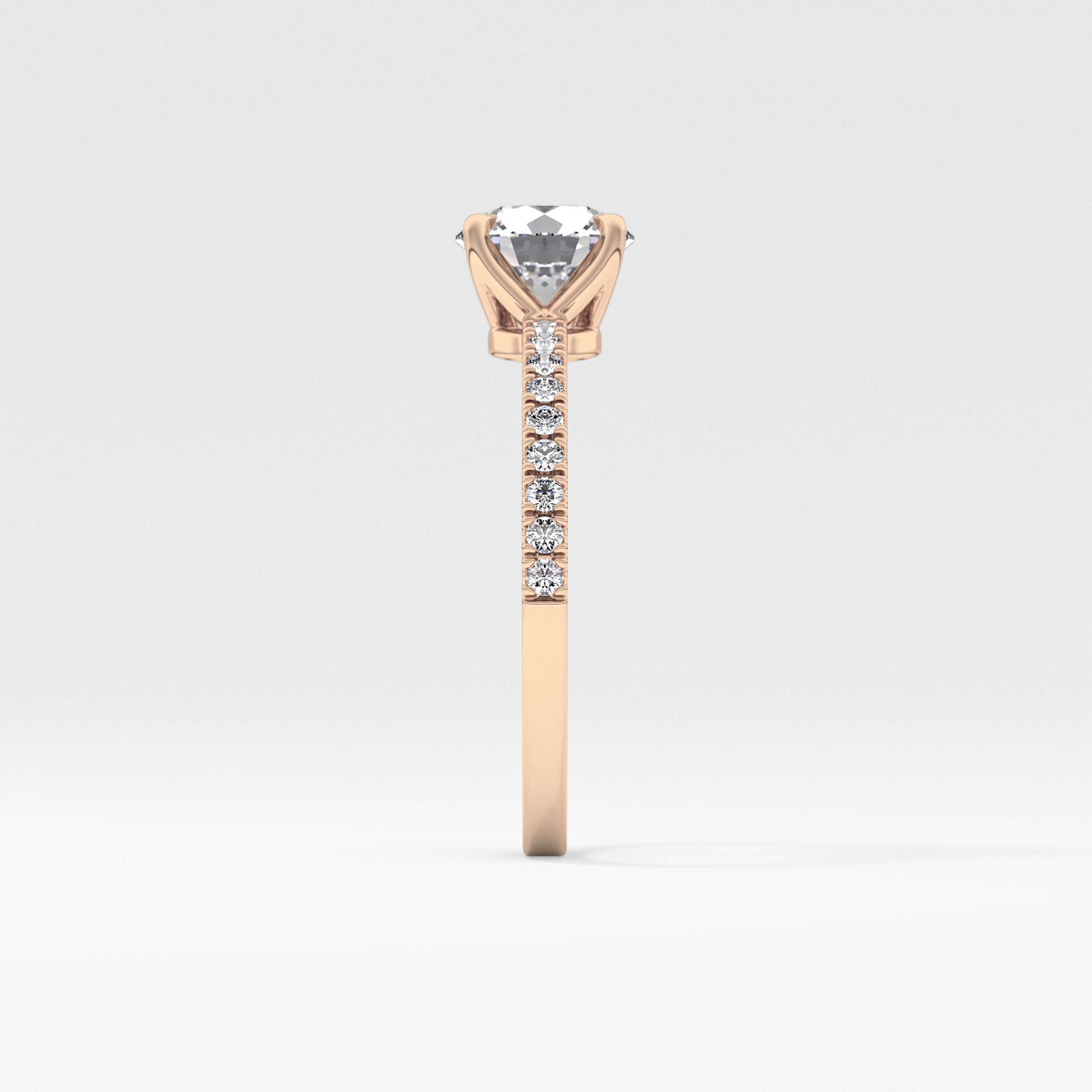 Round Pave Lab Grown Diamond Engagement Ring