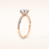 1.03 CT Round Shaped Pave Moissanite Engagement Ring