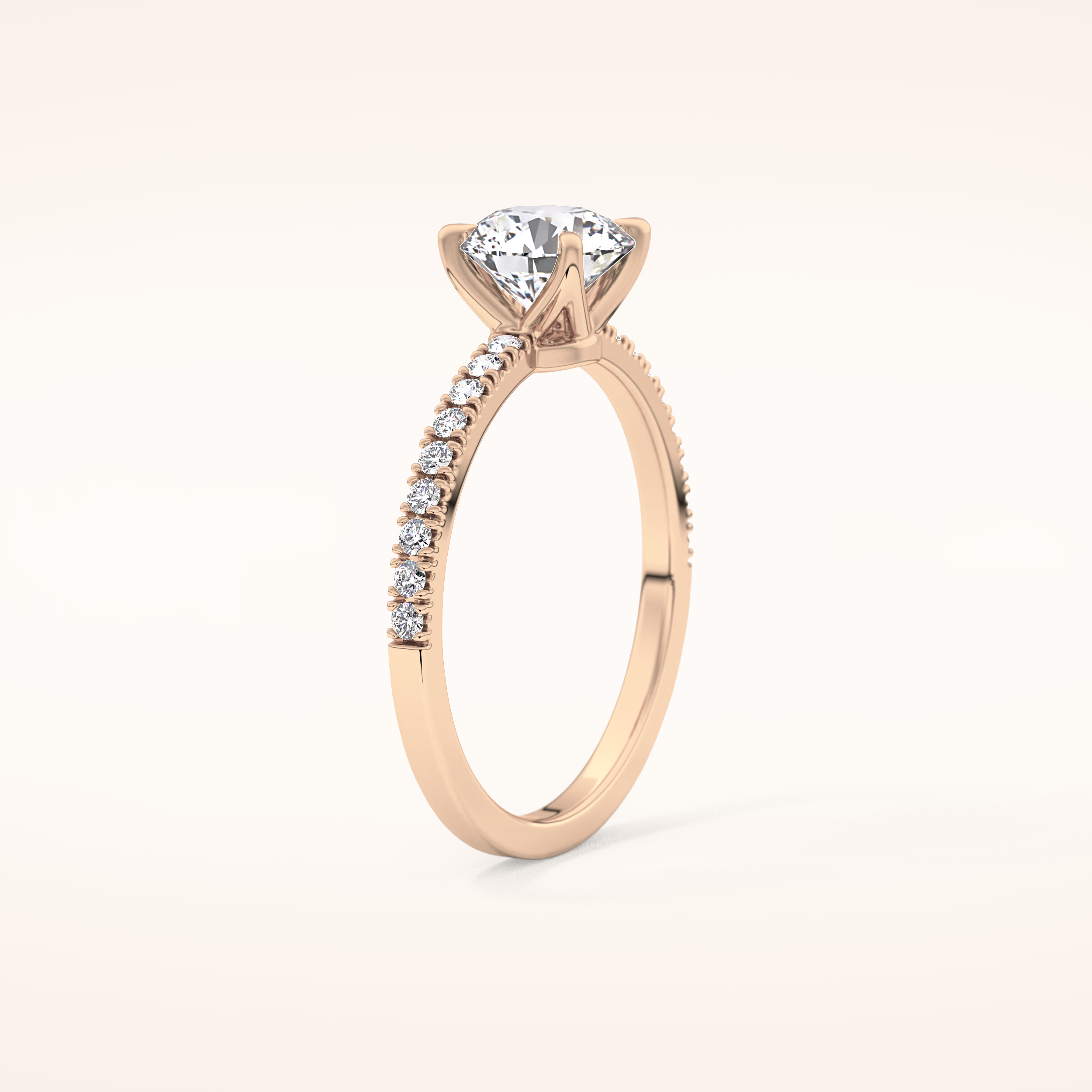 1.03 CT Round Shaped Pave Moissanite Engagement Ring