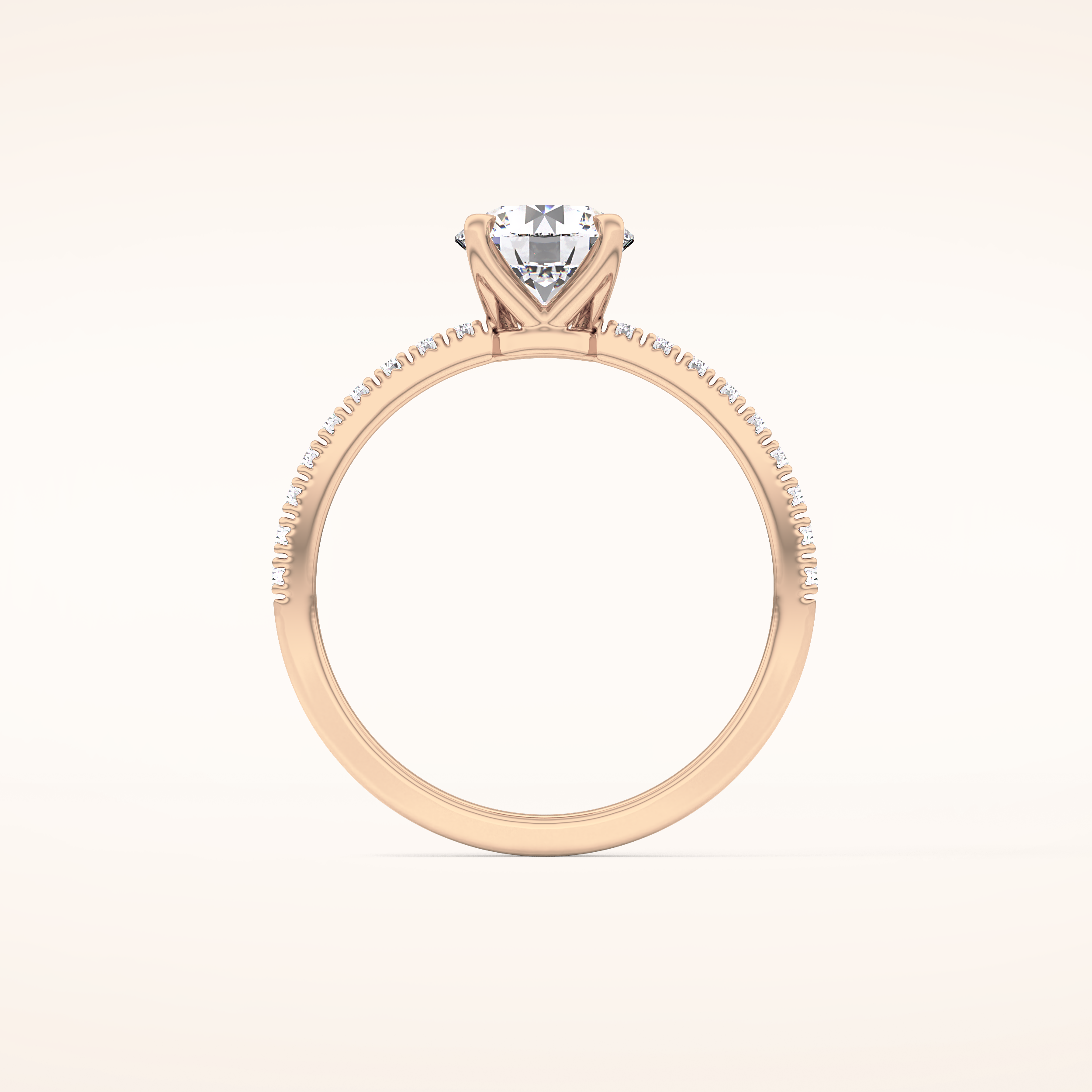 1.03 CT Round Shaped Pave Moissanite Engagement Ring