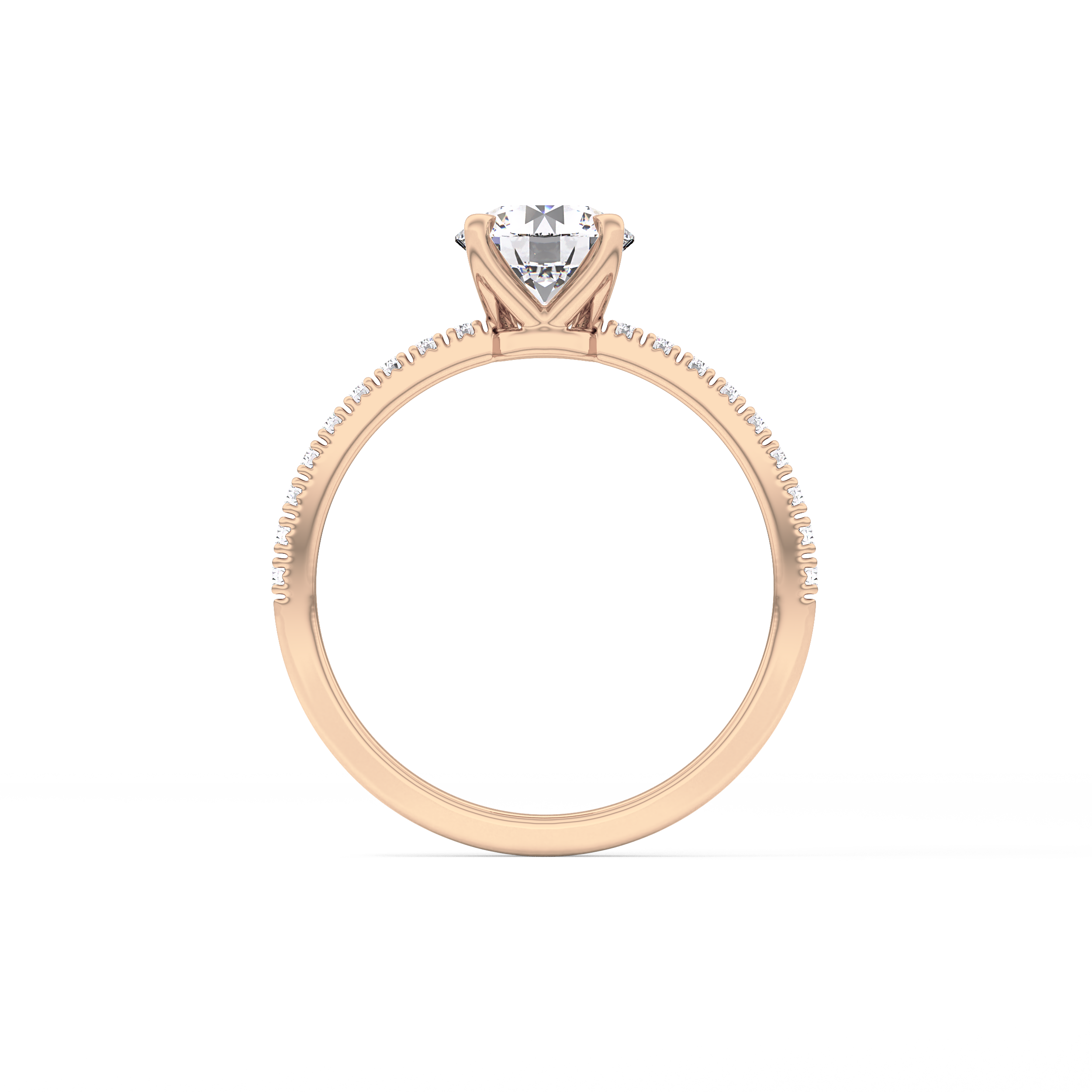 Round Pave Lab Grown Diamond Engagement Ring