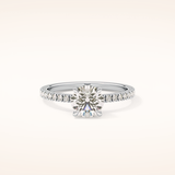 1.03 CT Round Shaped Pave Moissanite Engagement Ring