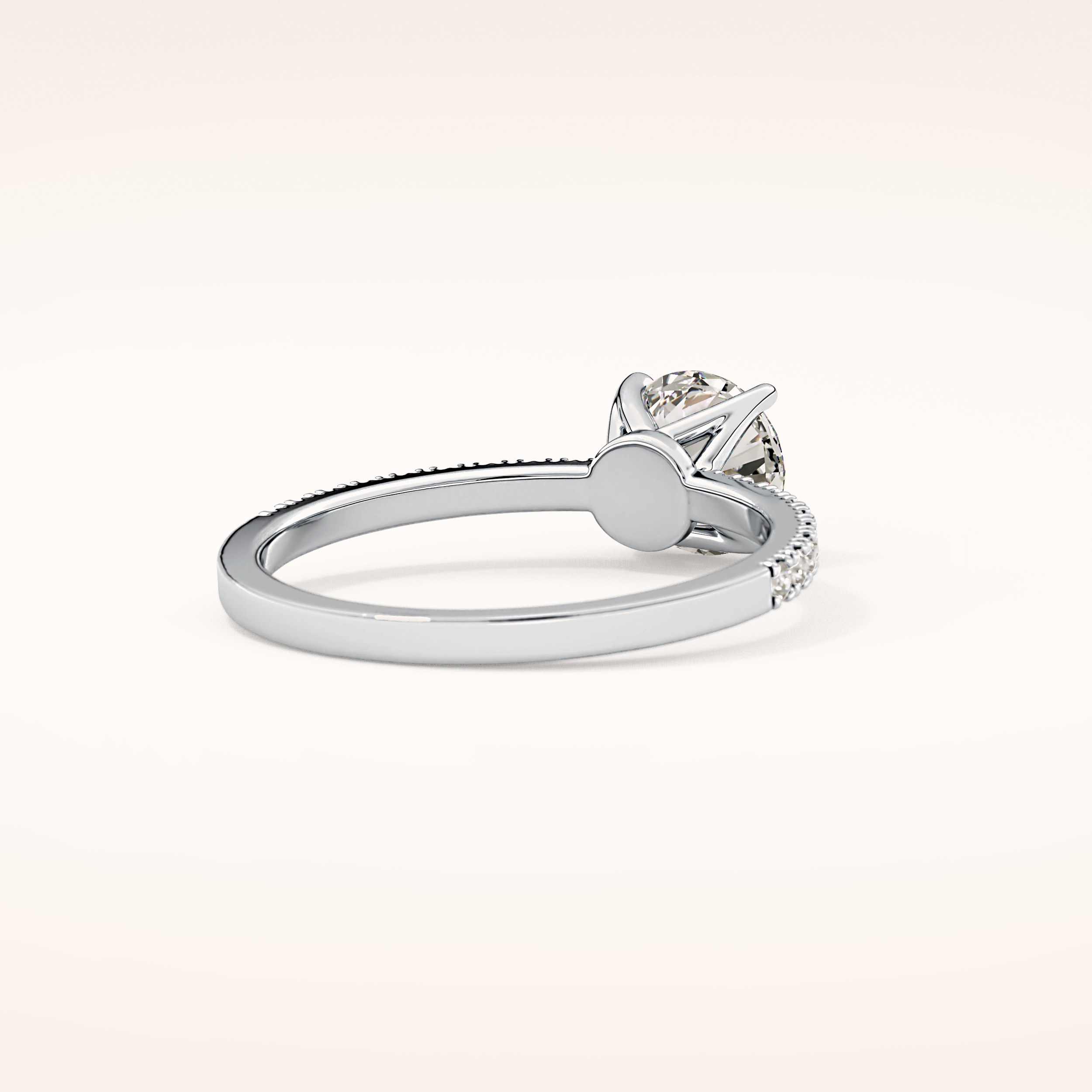 1.03 CT Round Shaped Pave Moissanite Engagement Ring