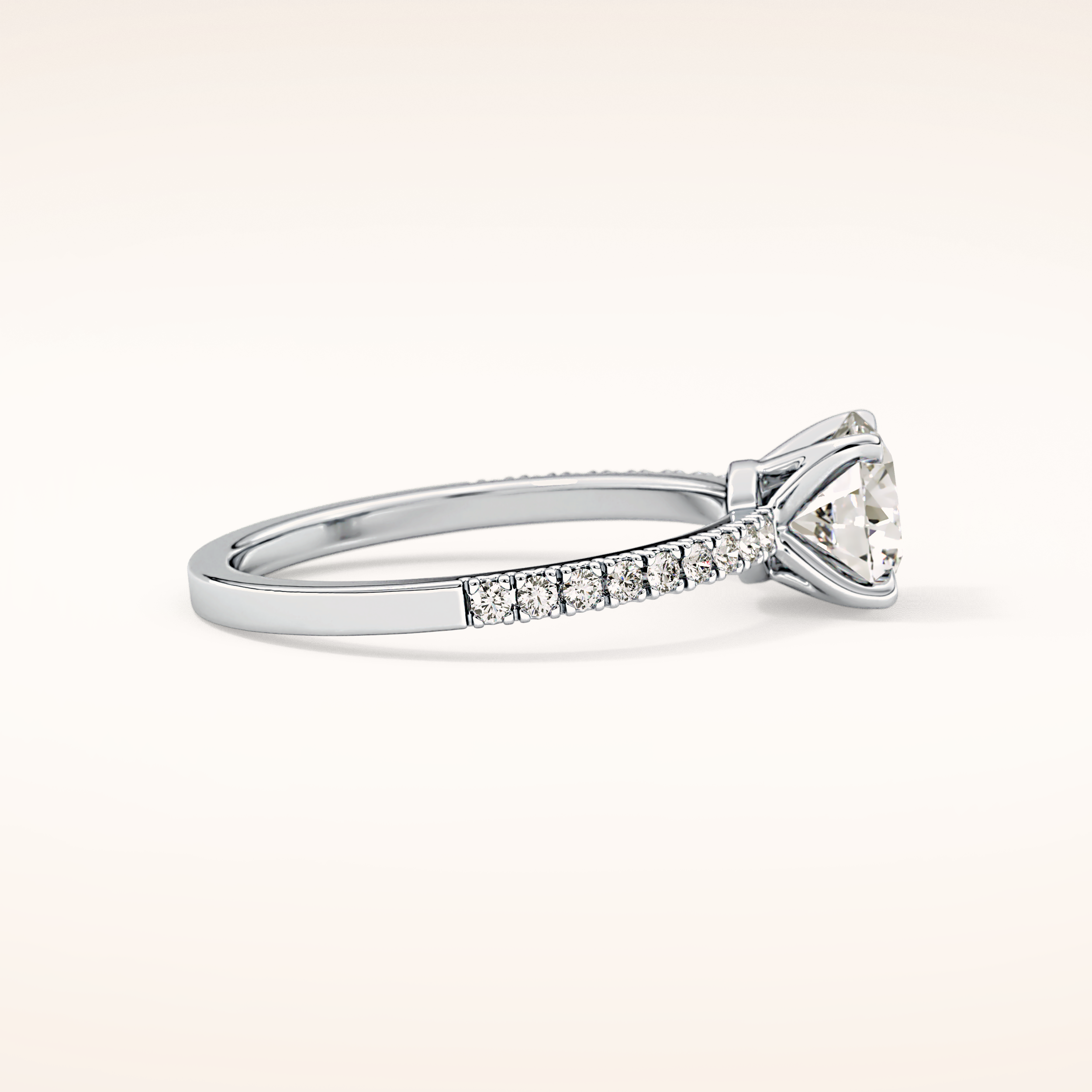 1.03 CT Round Shaped Pave Moissanite Engagement Ring