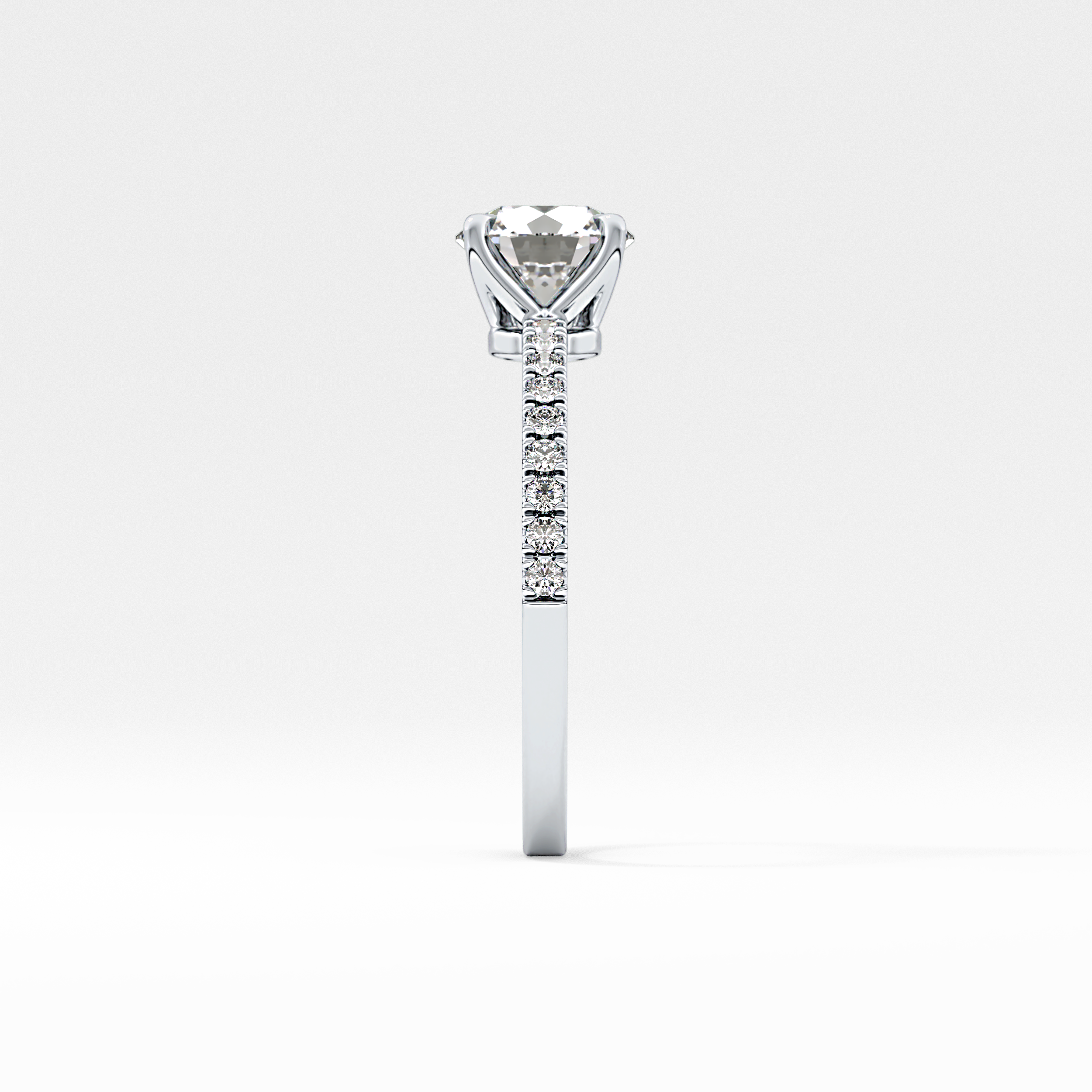 Round Pave Lab Grown Diamond Engagement Ring