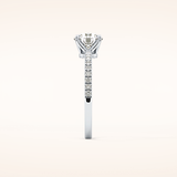 1.03 CT Round Shaped Pave Moissanite Engagement Ring