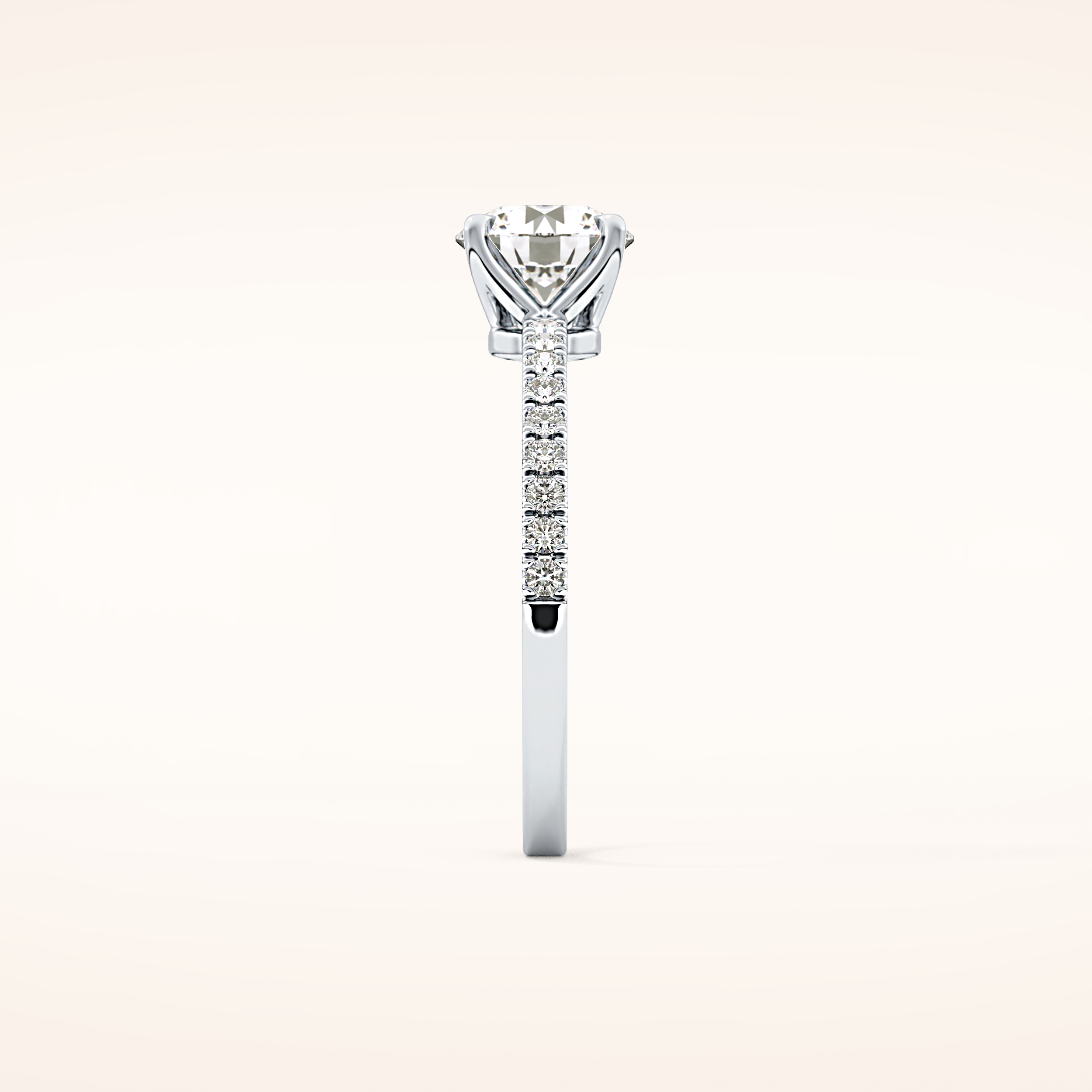 1.03 CT Round Shaped Pave Moissanite Engagement Ring