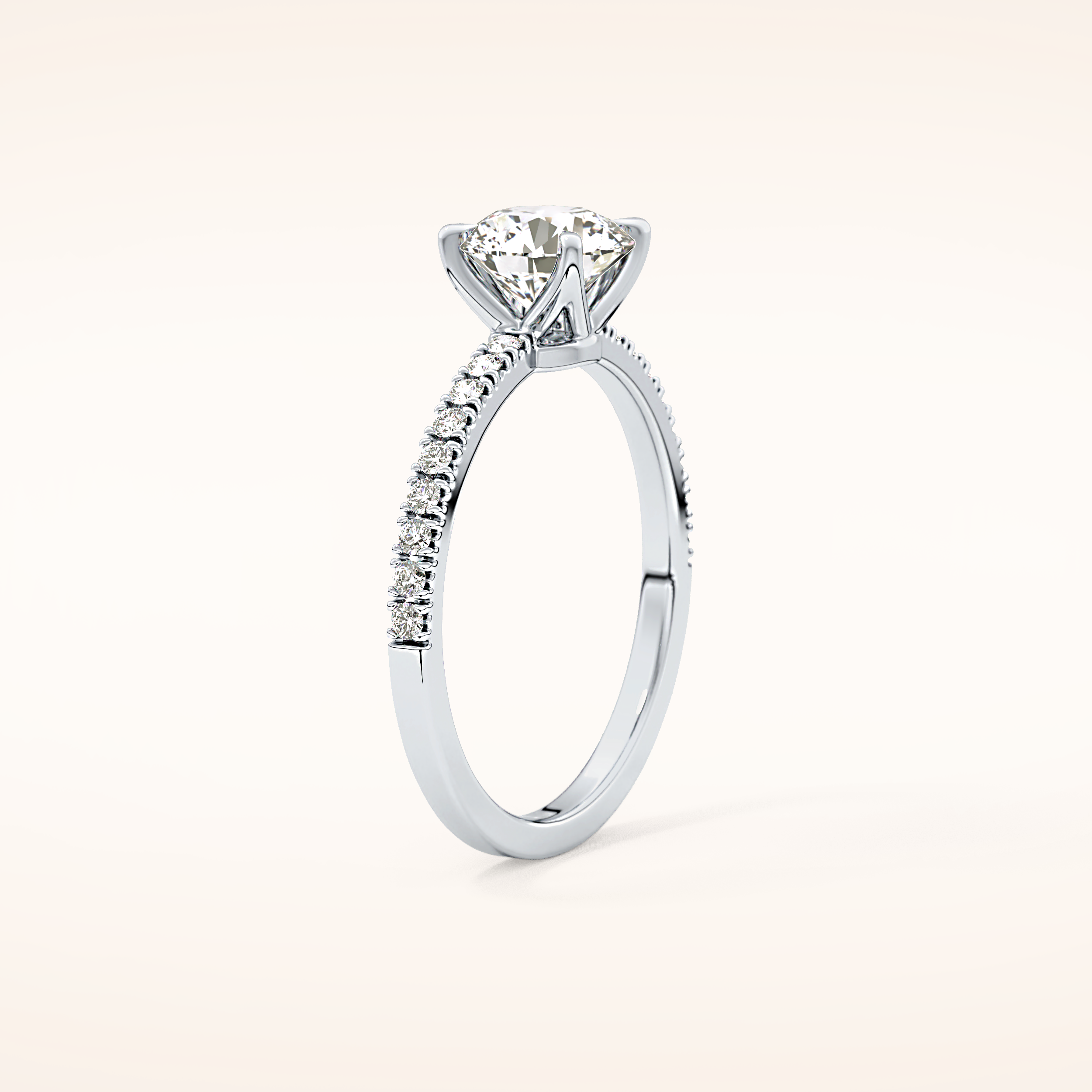 1.03 CT Round Shaped Pave Moissanite Engagement Ring