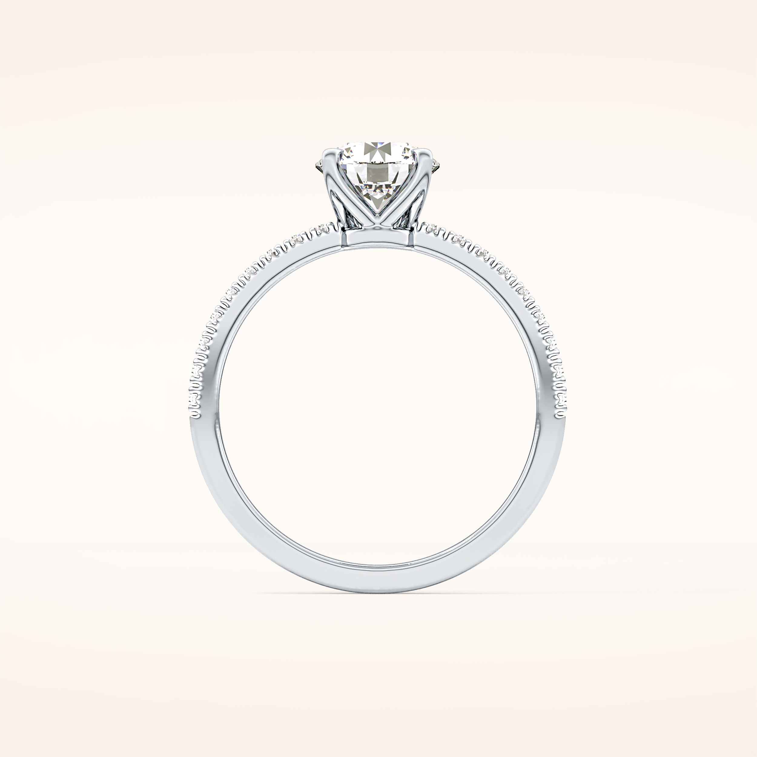 1.03 CT Round Shaped Pave Moissanite Engagement Ring