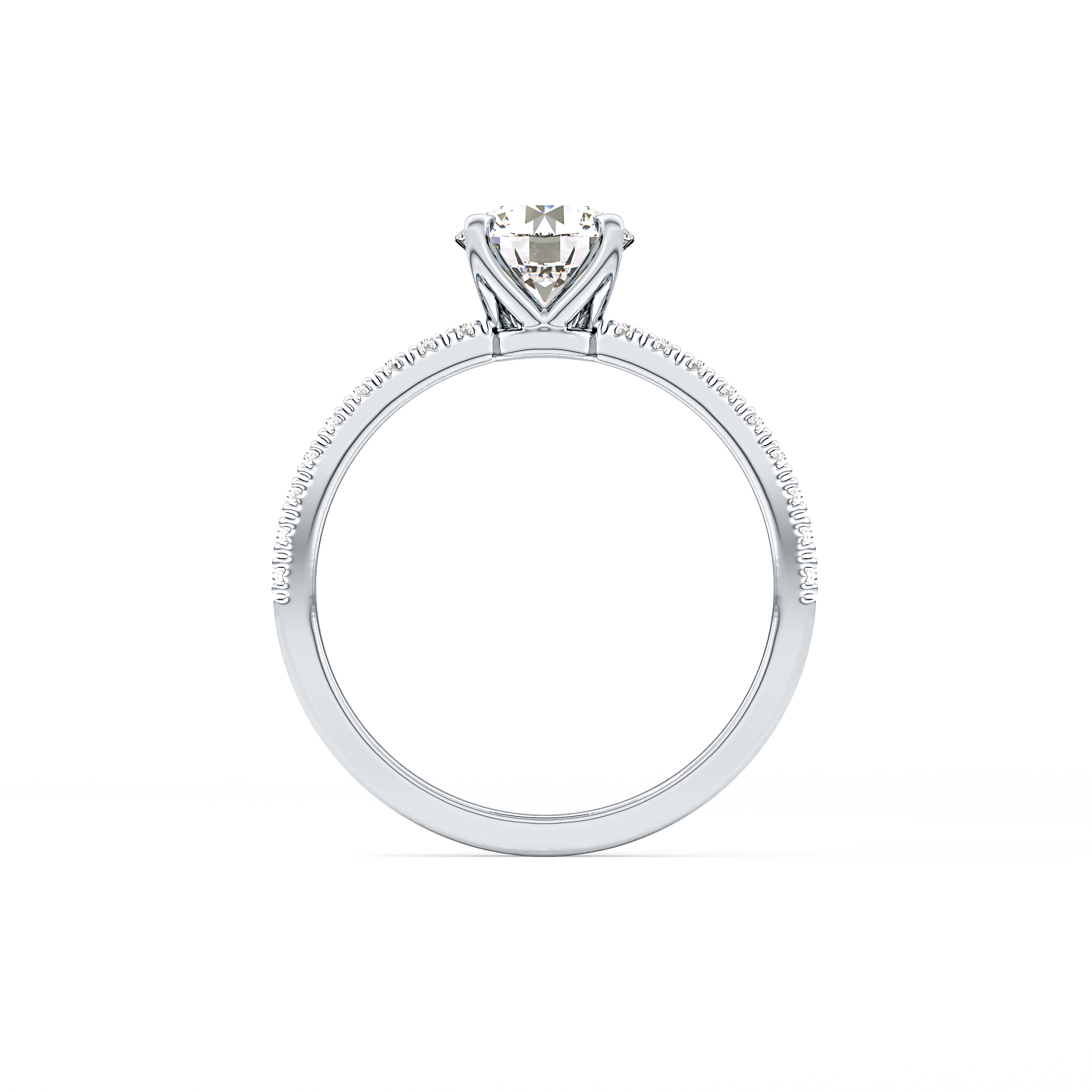 Round Pave Lab Grown Diamond Engagement Ring