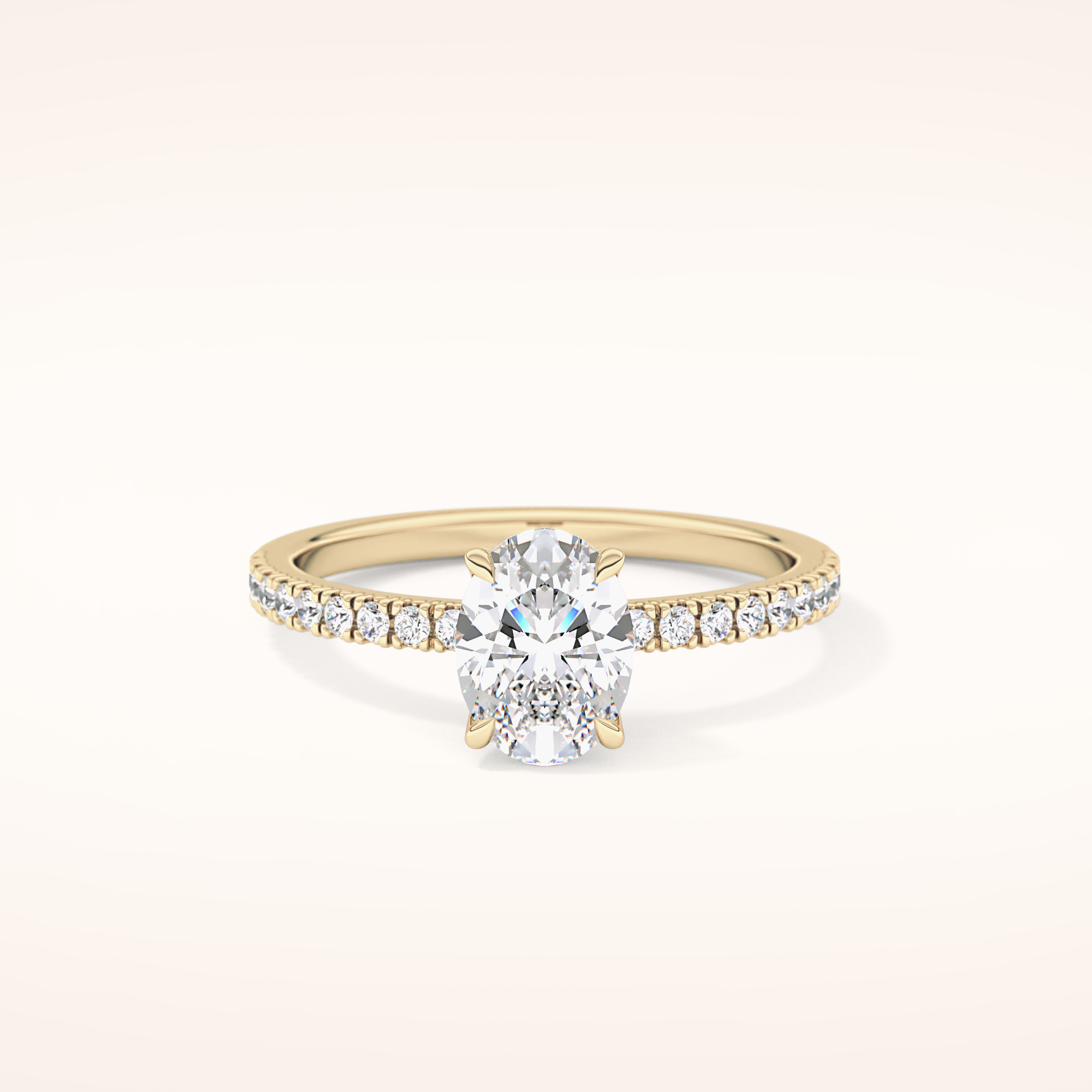 1 CT Oval Shaped Pave Moissanite Engagement Ring