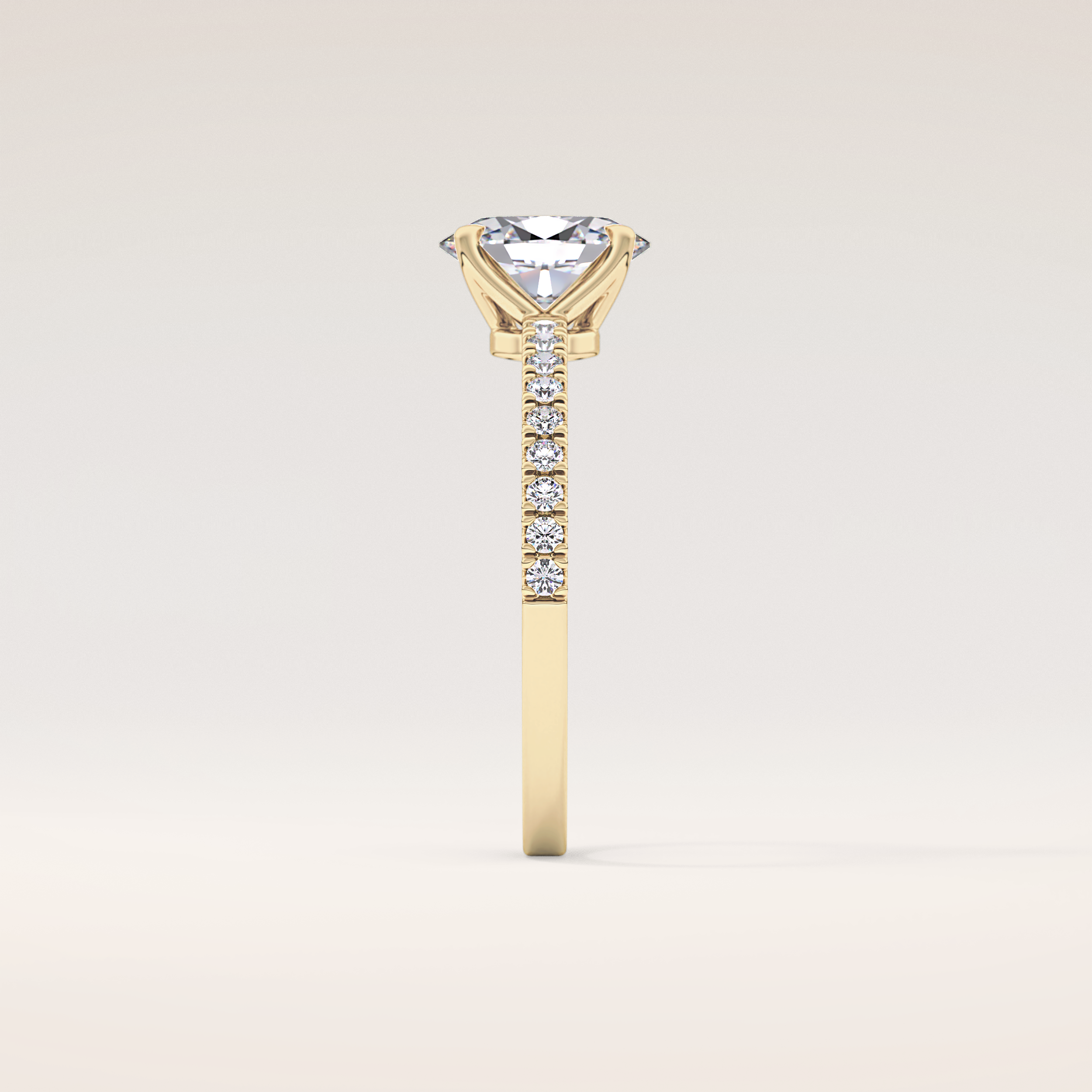 1 CT Oval Shaped Pave Moissanite Engagement Ring