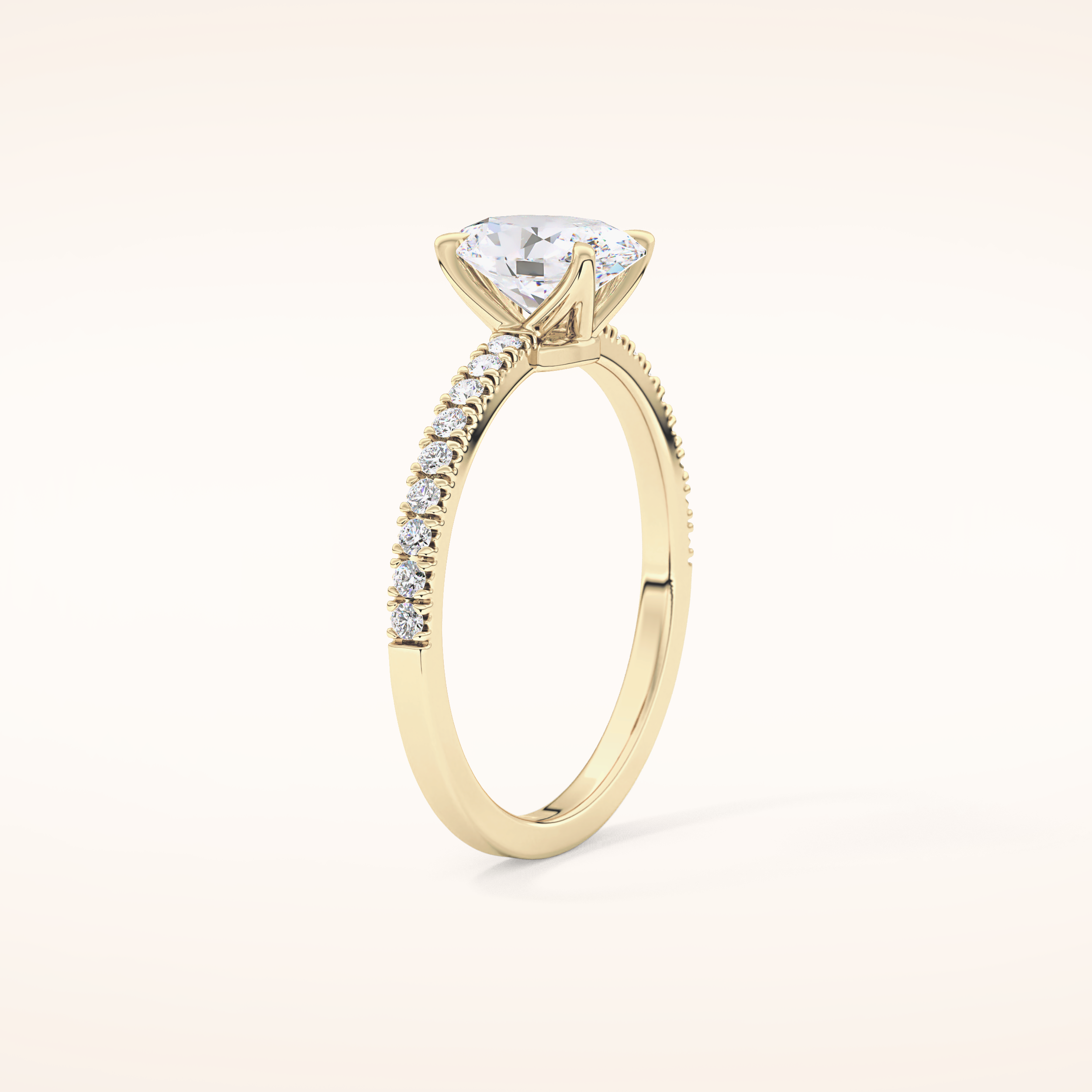 1 CT Oval Shaped Pave Moissanite Engagement Ring