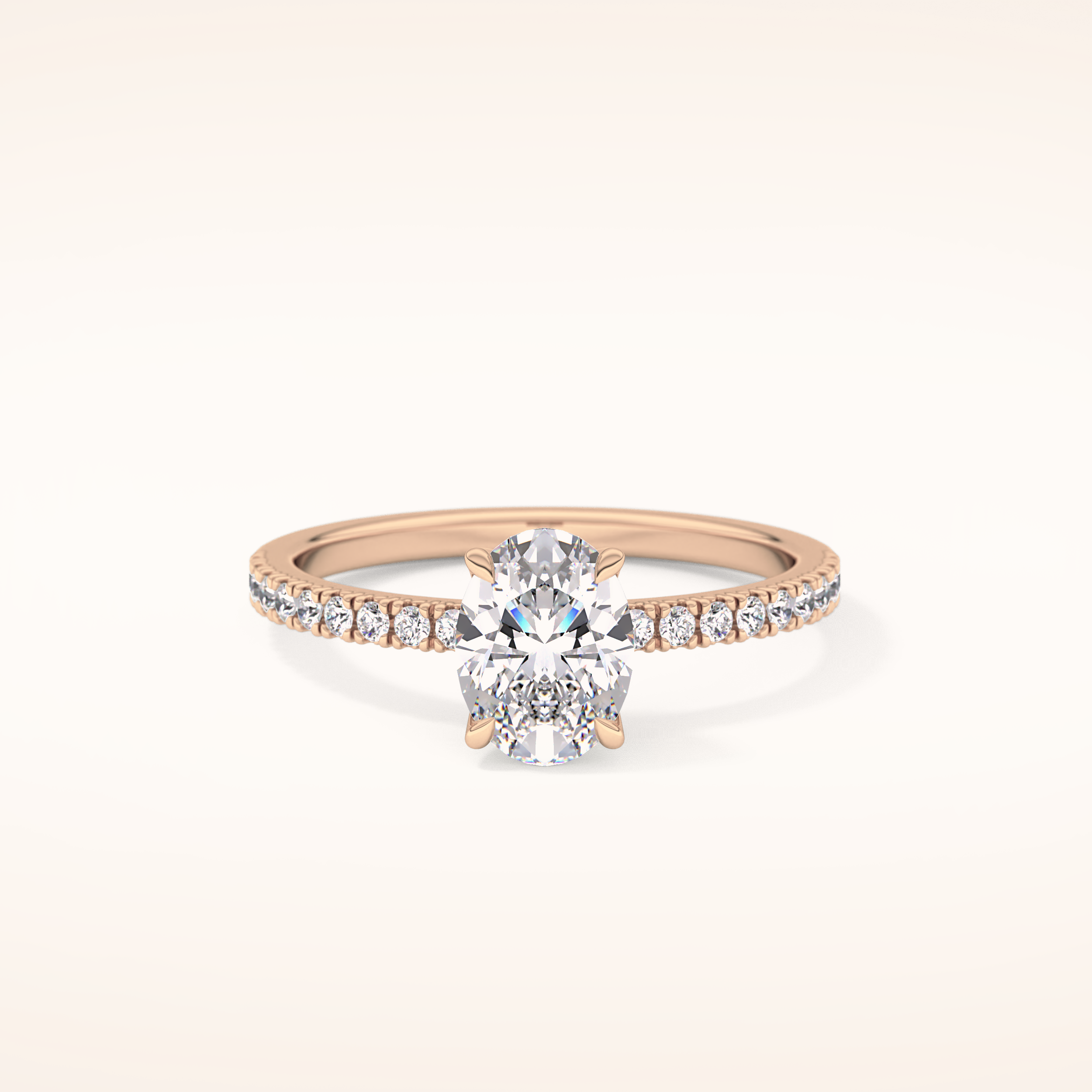 1 CT Oval Shaped Pave Moissanite Engagement Ring