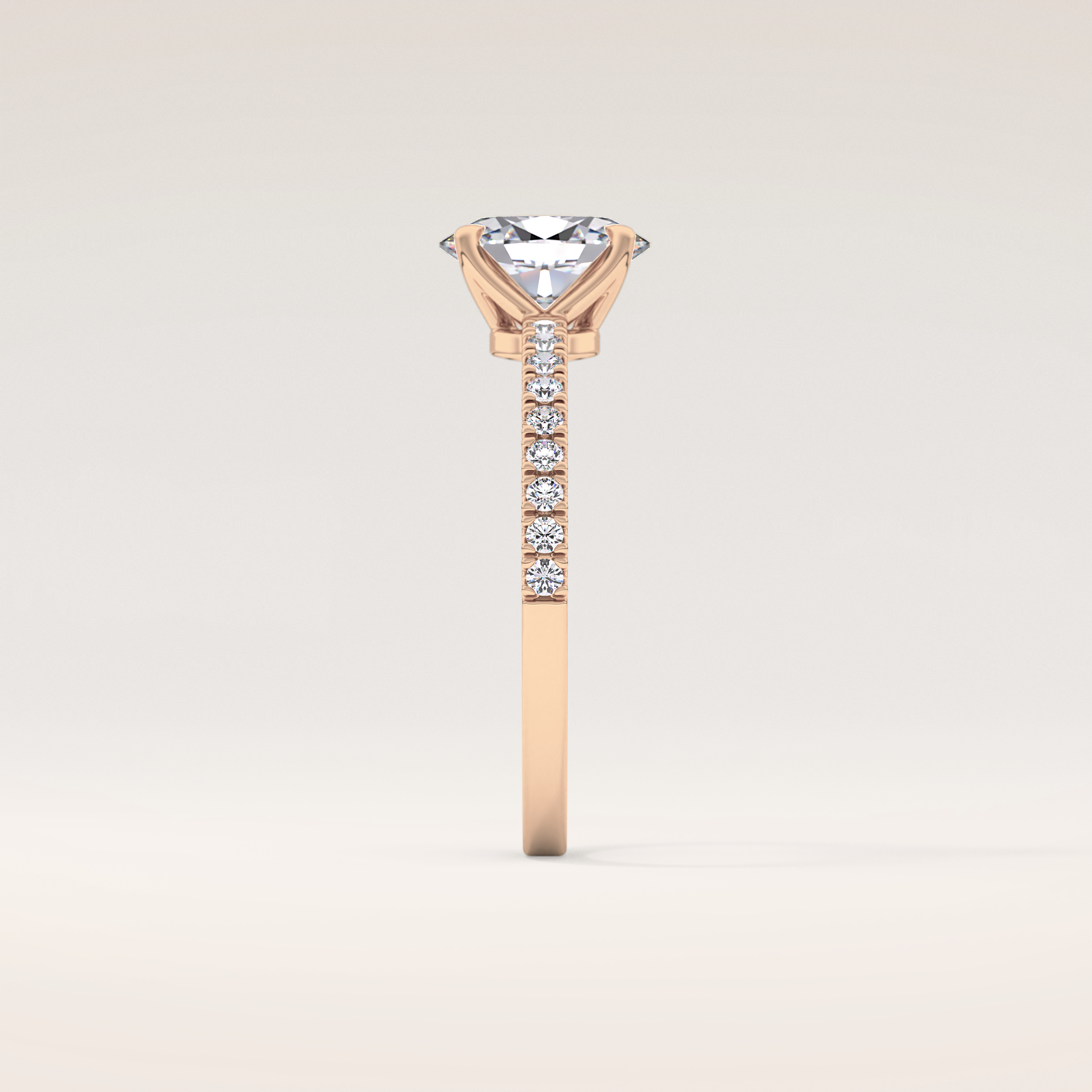 1 CT Oval Shaped Pave Moissanite Engagement Ring