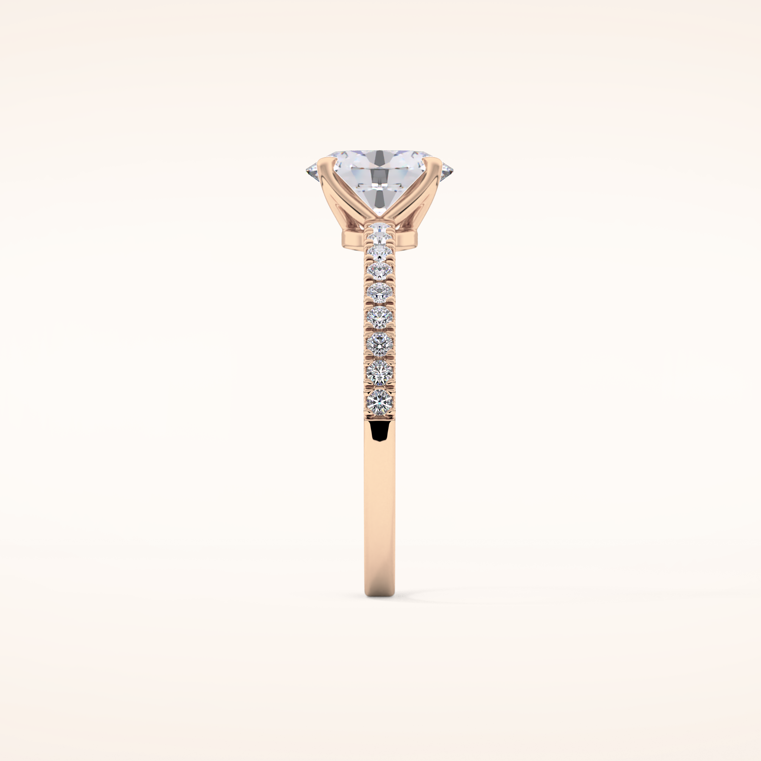 1 CT Oval Shaped Pave Moissanite Engagement Ring