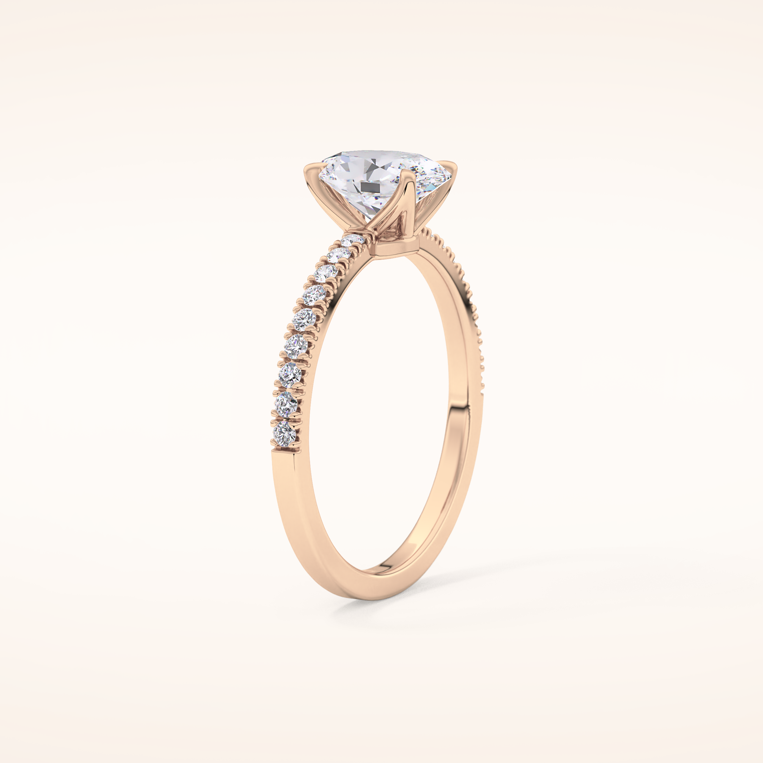 1 CT Oval Shaped Pave Moissanite Engagement Ring