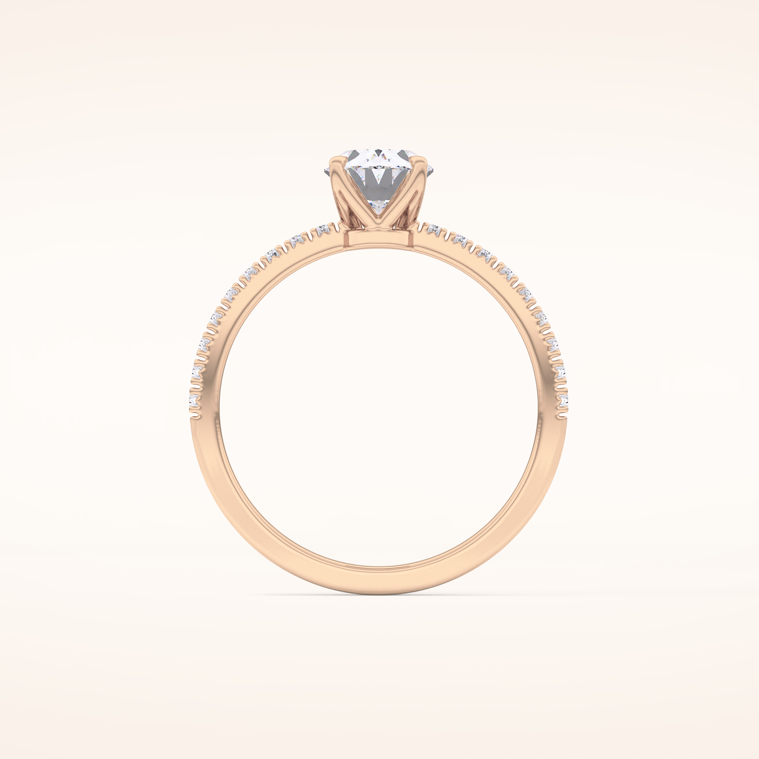 1 CT Oval Shaped Pave Moissanite Engagement Ring