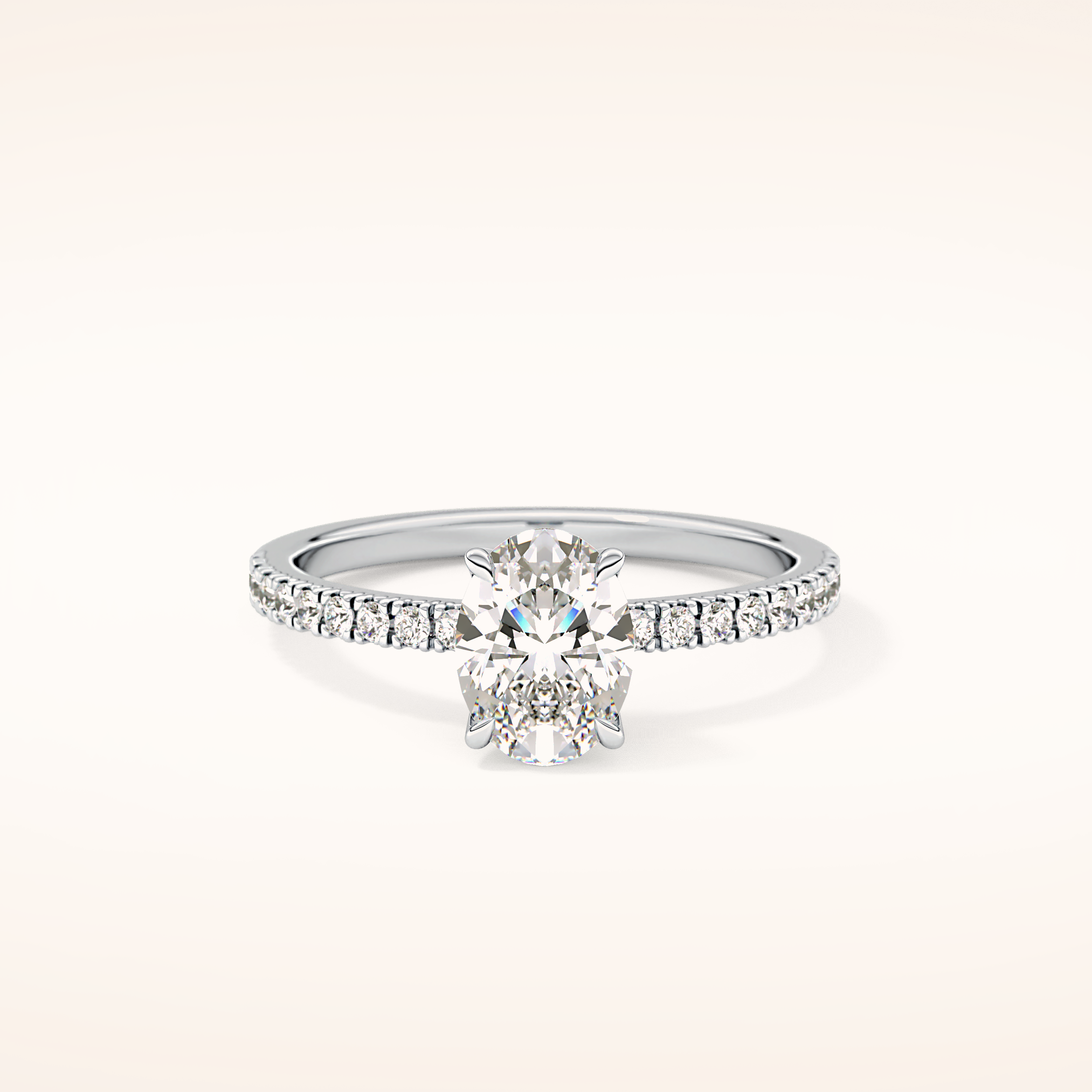 1 CT Oval Shaped Pave Moissanite Engagement Ring