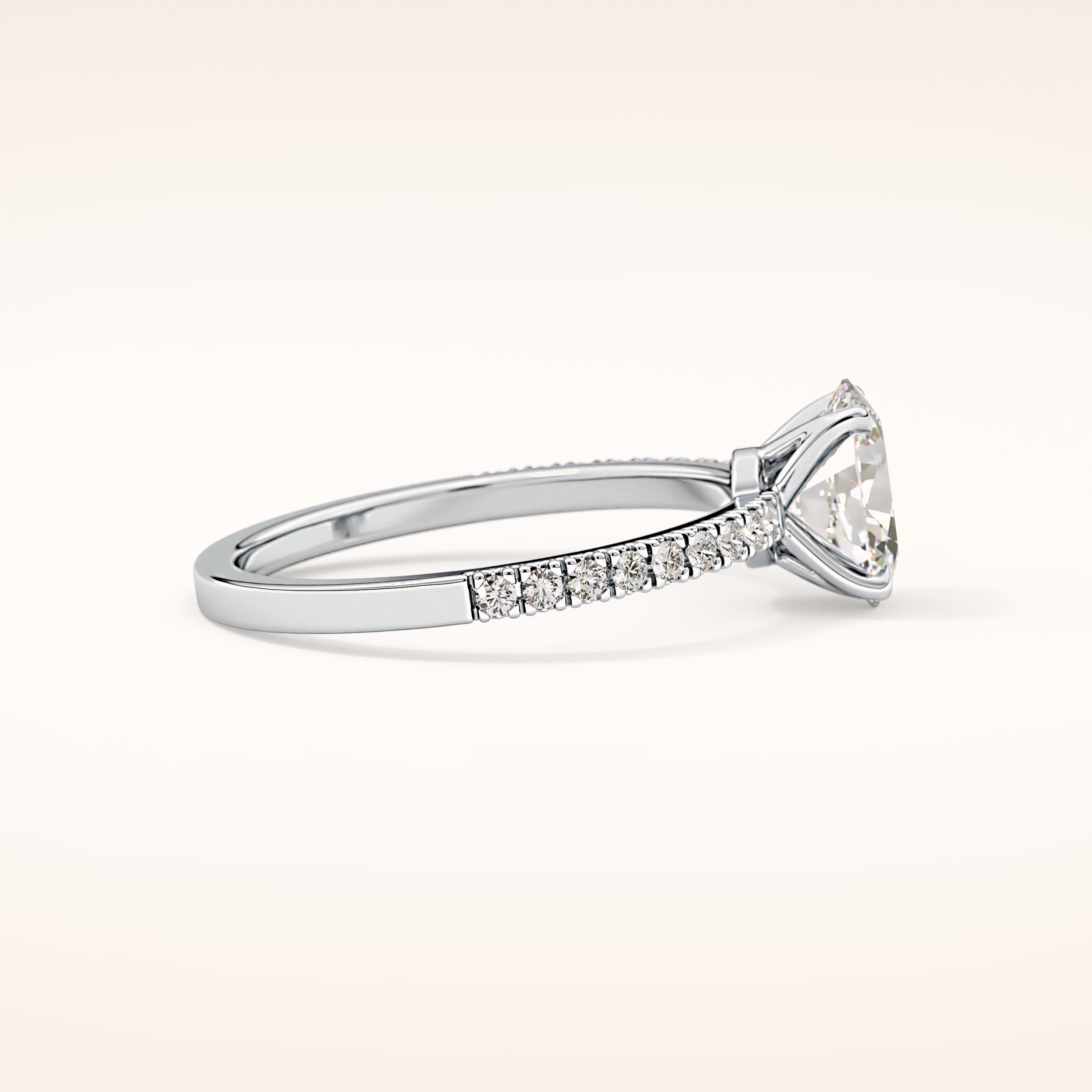 1 CT Oval Shaped Pave Moissanite Engagement Ring