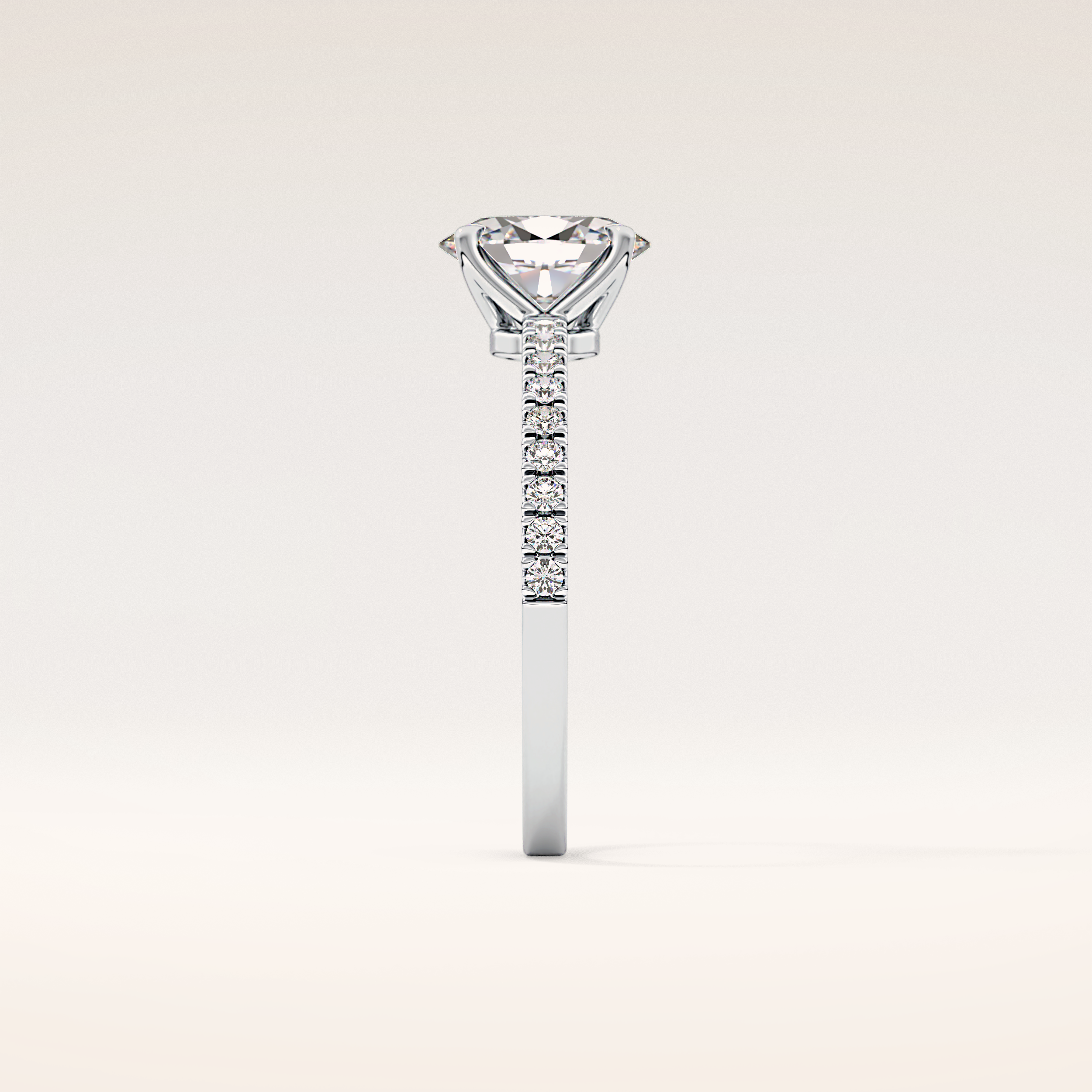 1 CT Oval Shaped Pave Moissanite Engagement Ring