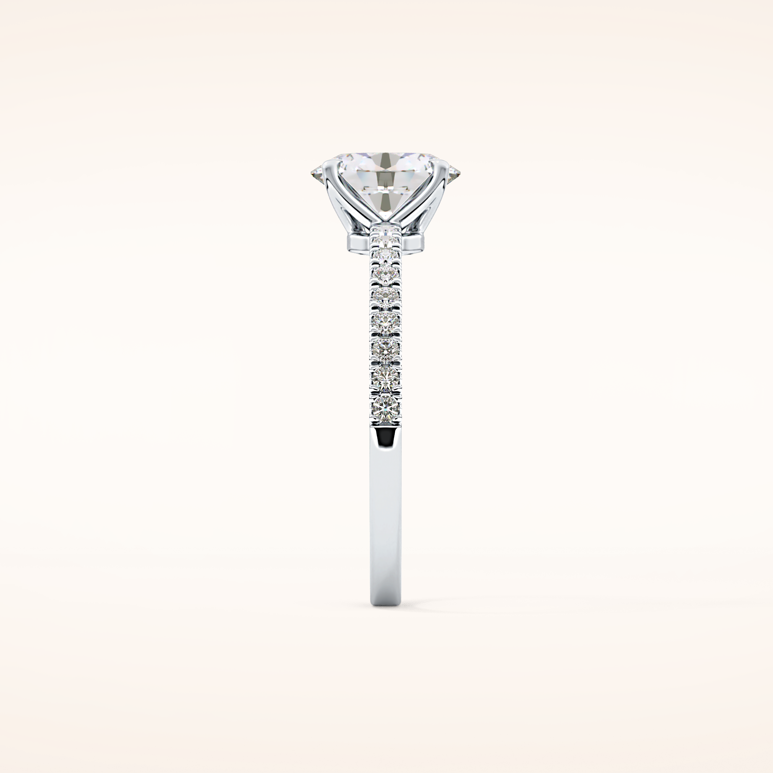 1 CT Oval Shaped Pave Moissanite Engagement Ring