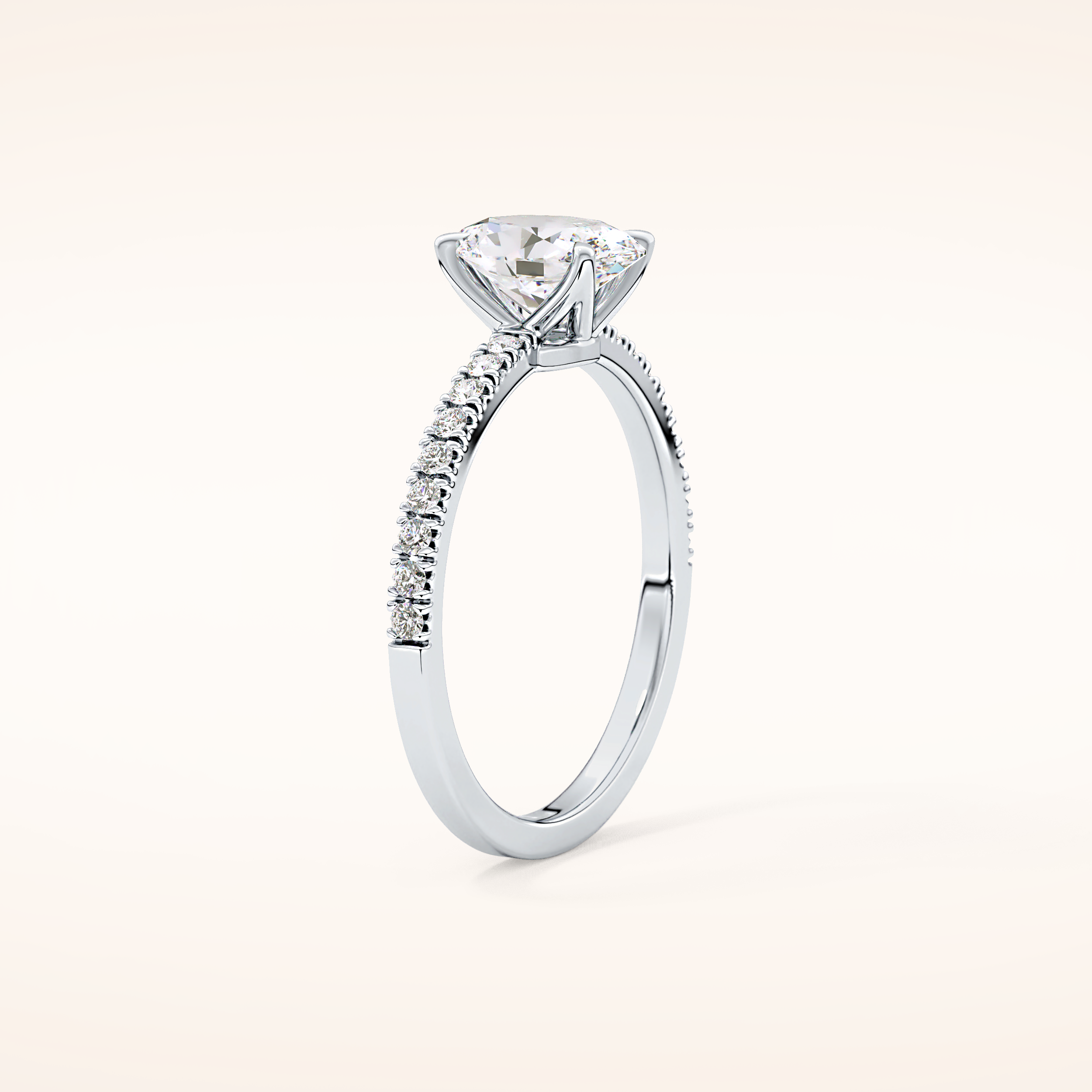 1 CT Oval Shaped Pave Moissanite Engagement Ring