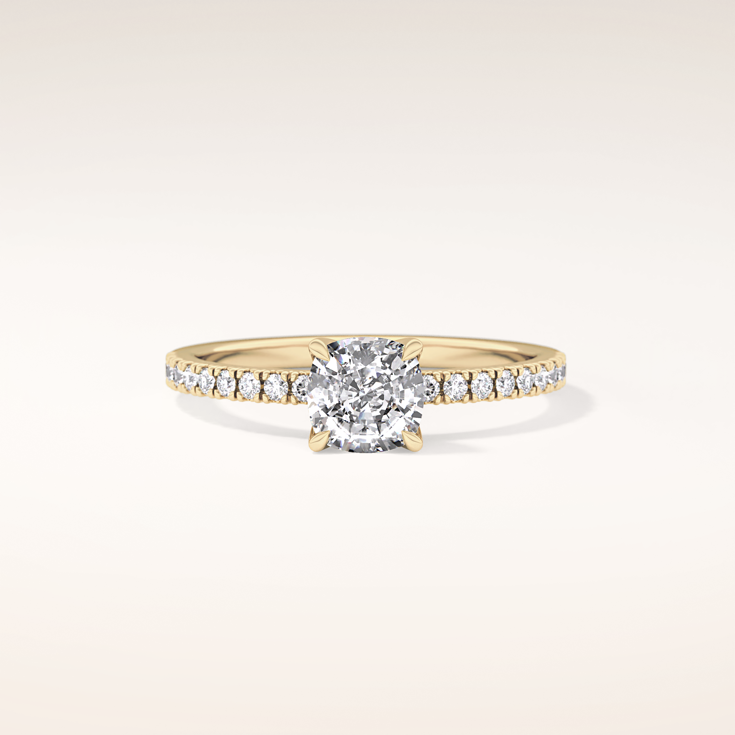 0.95 CT Cushion Shaped Pave Moissanite Engagement Ring