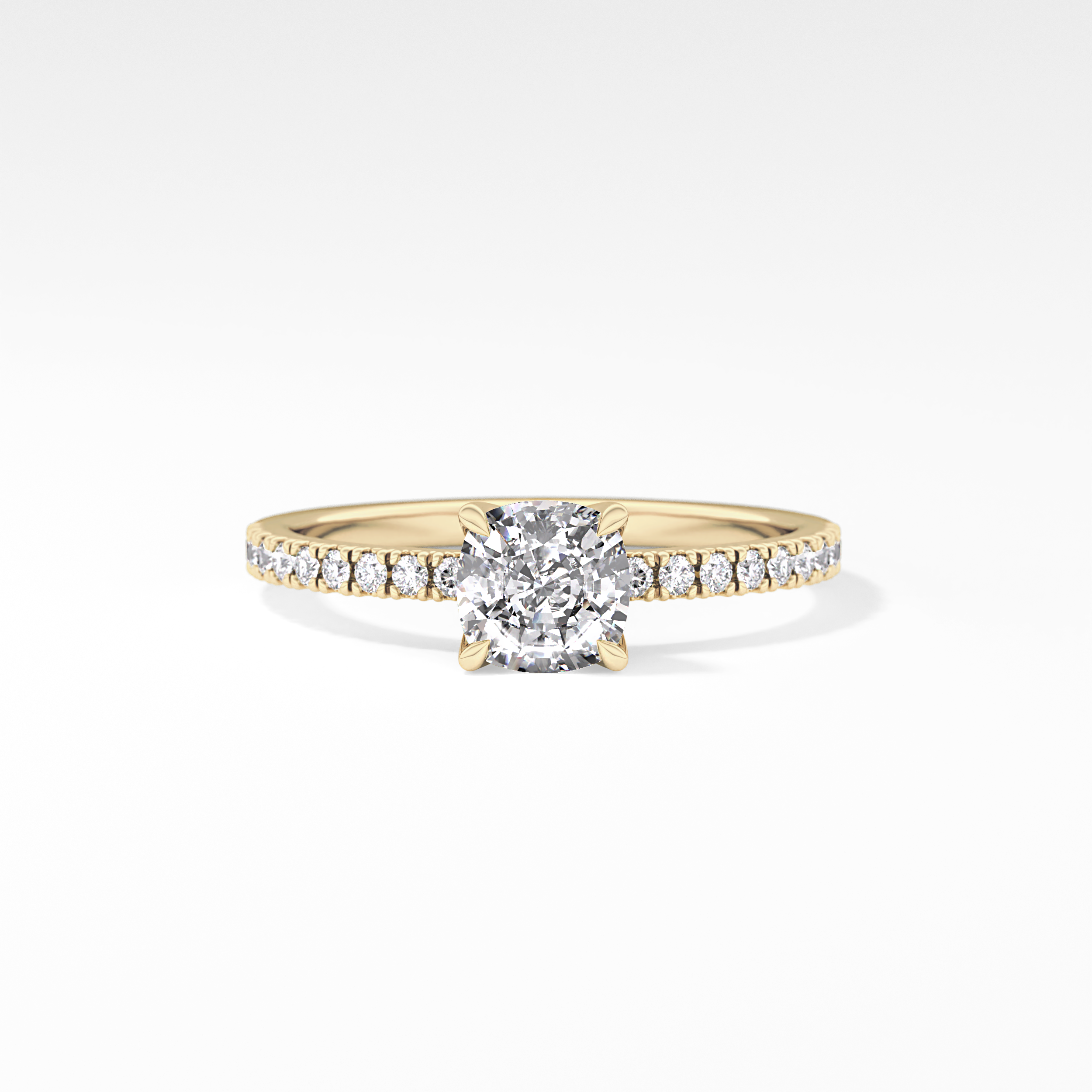 Cushion Pave Lab Grown Diamond Engagement Ring