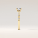0.95 CT Cushion Shaped Pave Moissanite Engagement Ring