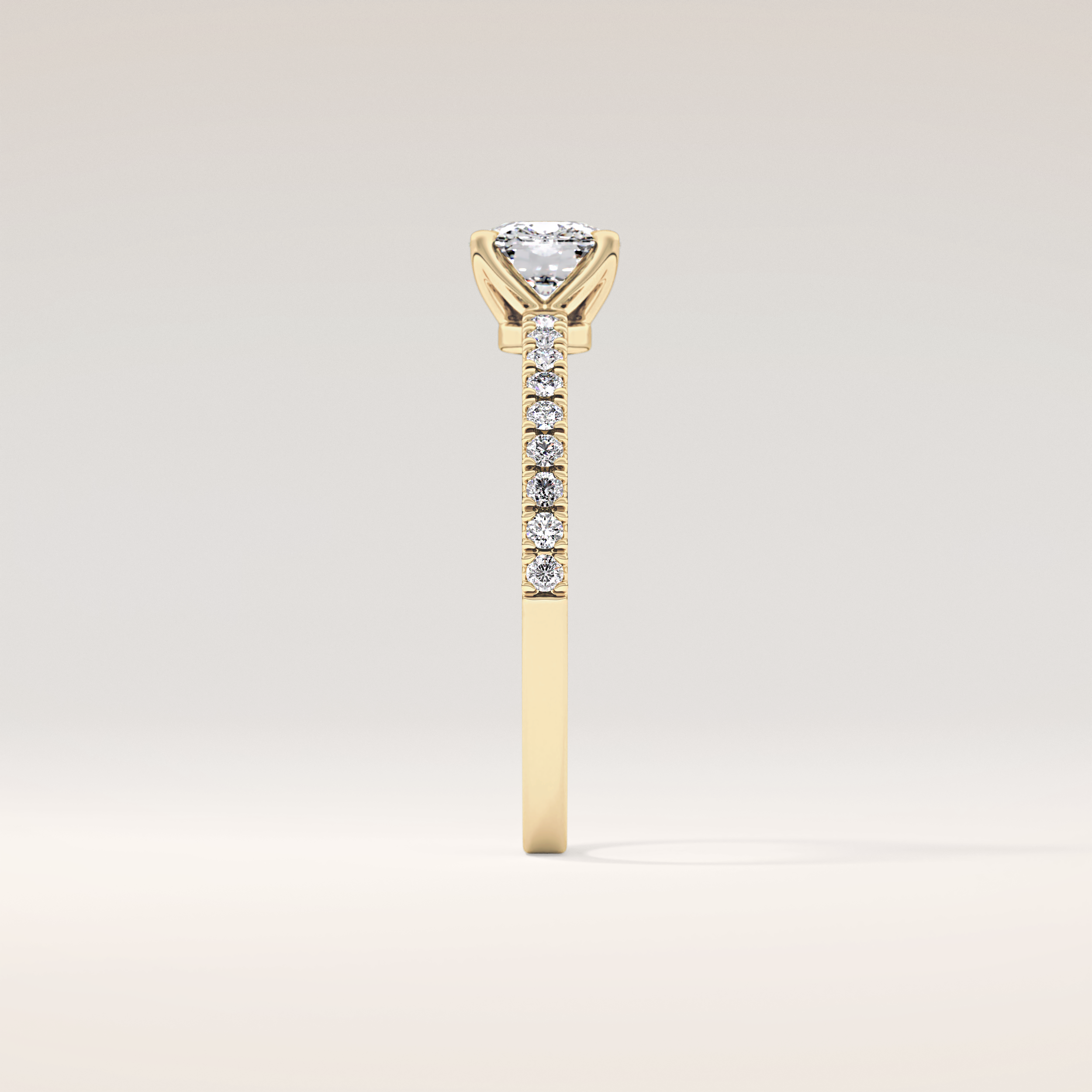 0.95 CT Cushion Shaped Pave Moissanite Engagement Ring