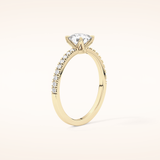0.95 CT Cushion Shaped Pave Moissanite Engagement Ring