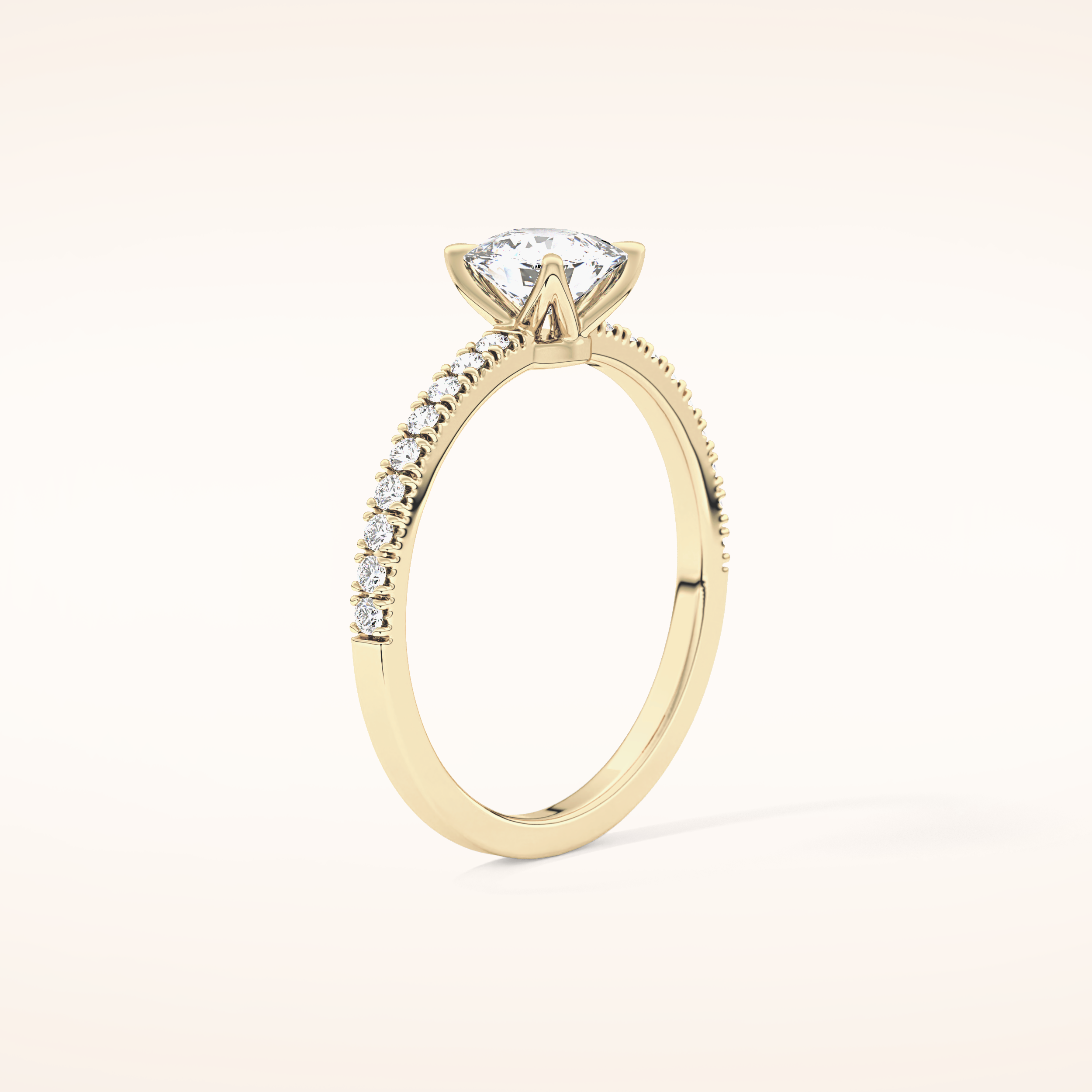 0.95 CT Cushion Shaped Pave Moissanite Engagement Ring