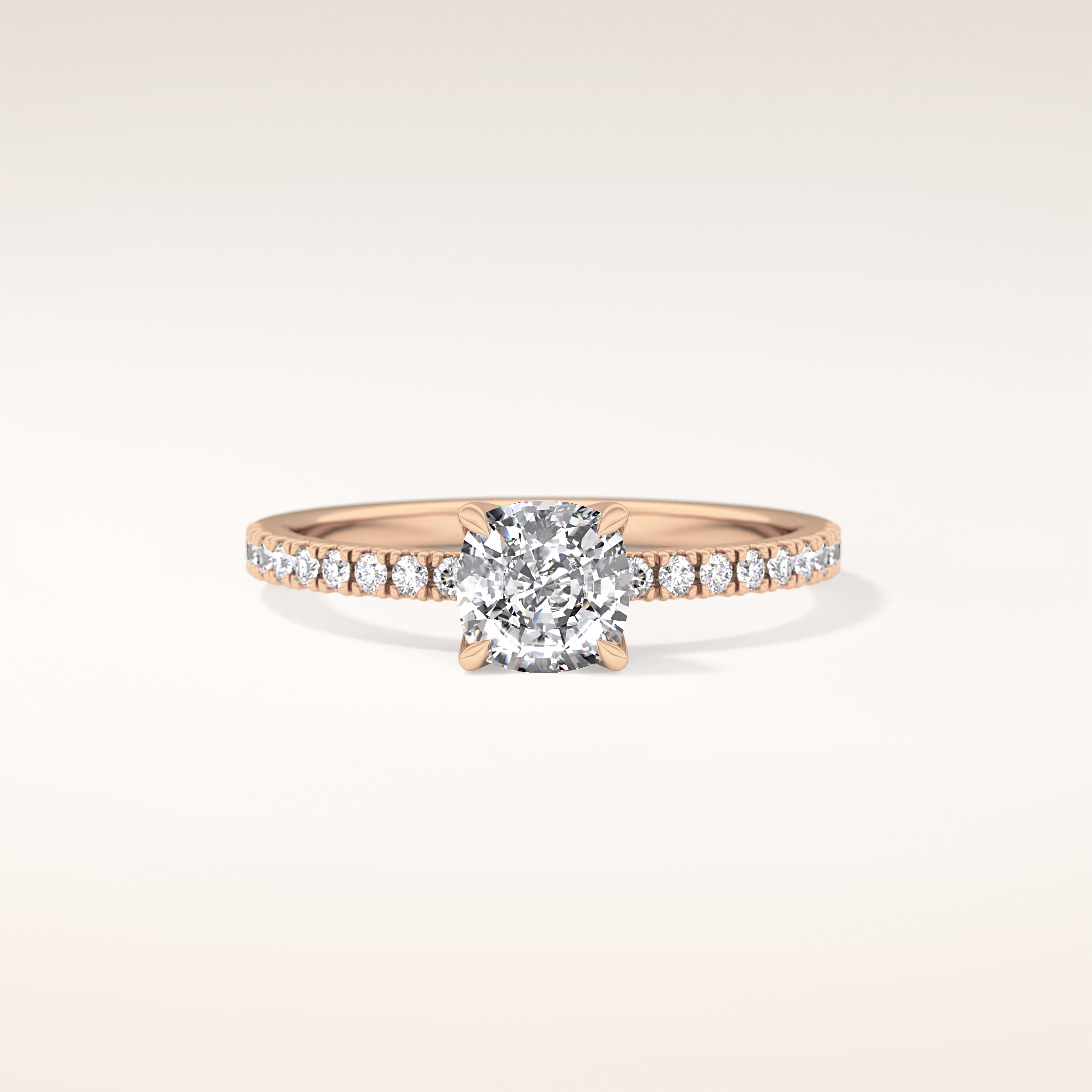 0.95 CT Cushion Shaped Pave Moissanite Engagement Ring