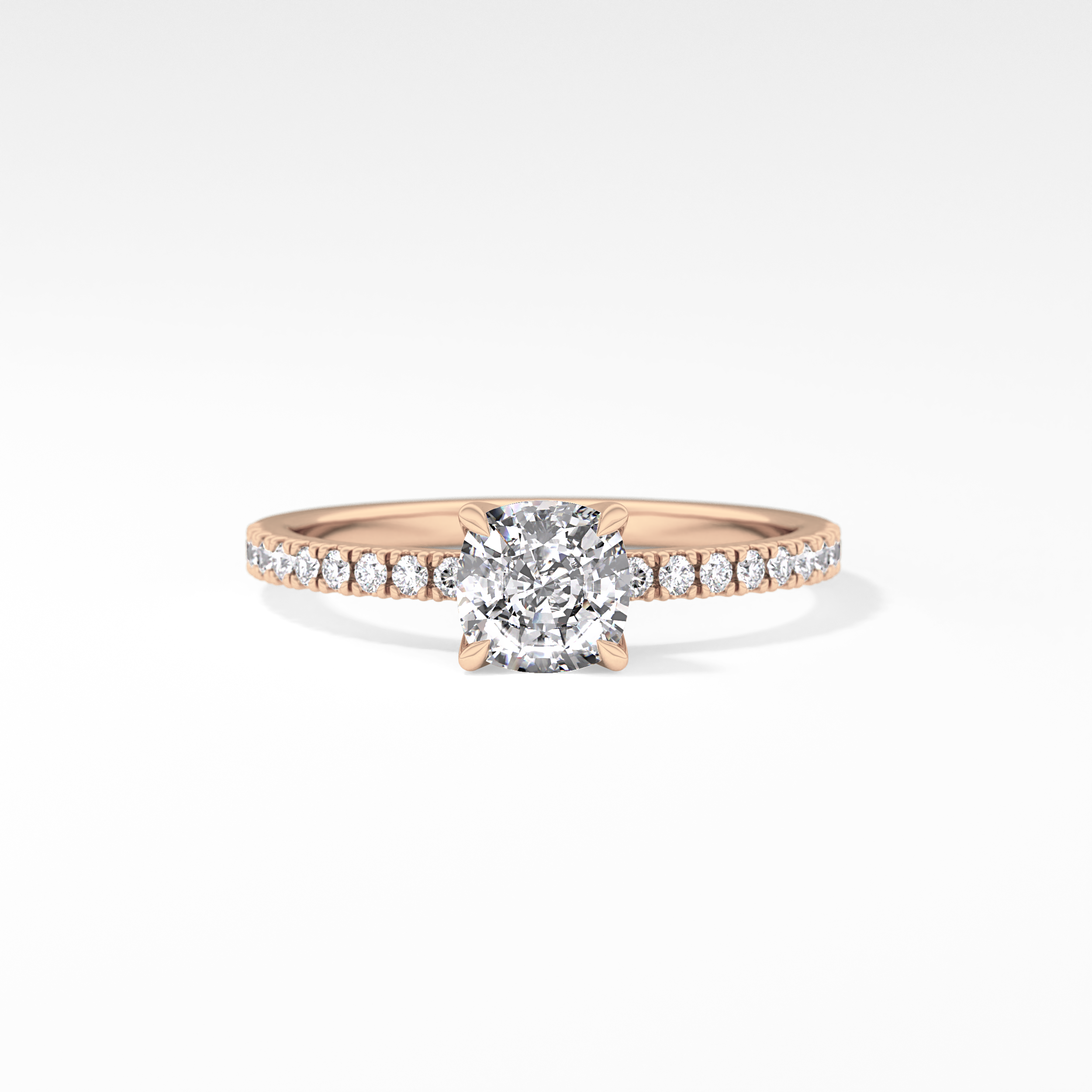 Cushion Pave Lab Grown Diamond Engagement Ring