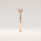 0.95 CT Cushion Shaped Pave Moissanite Engagement Ring