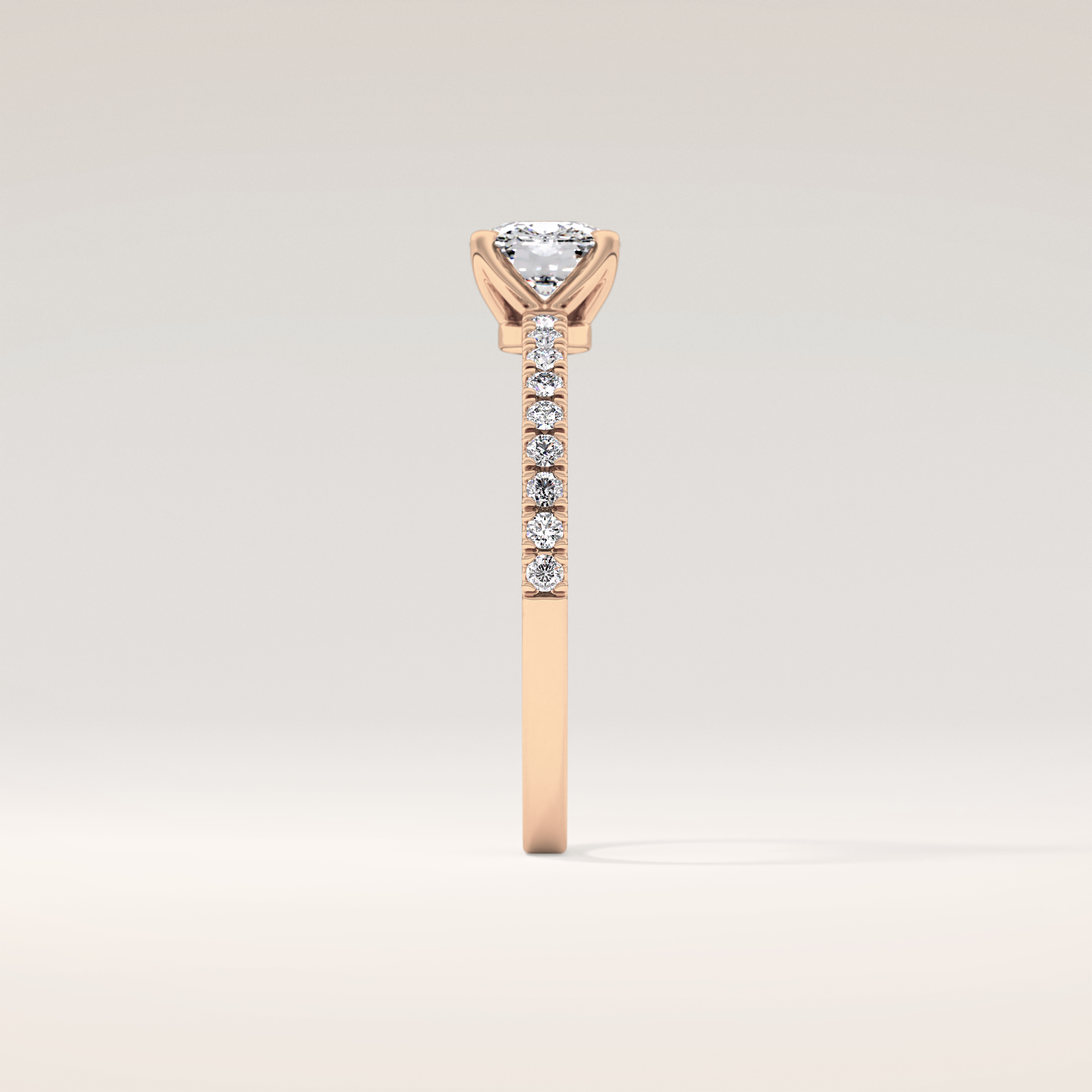 0.95 CT Cushion Shaped Pave Moissanite Engagement Ring