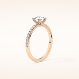 0.95 CT Cushion Shaped Pave Moissanite Engagement Ring